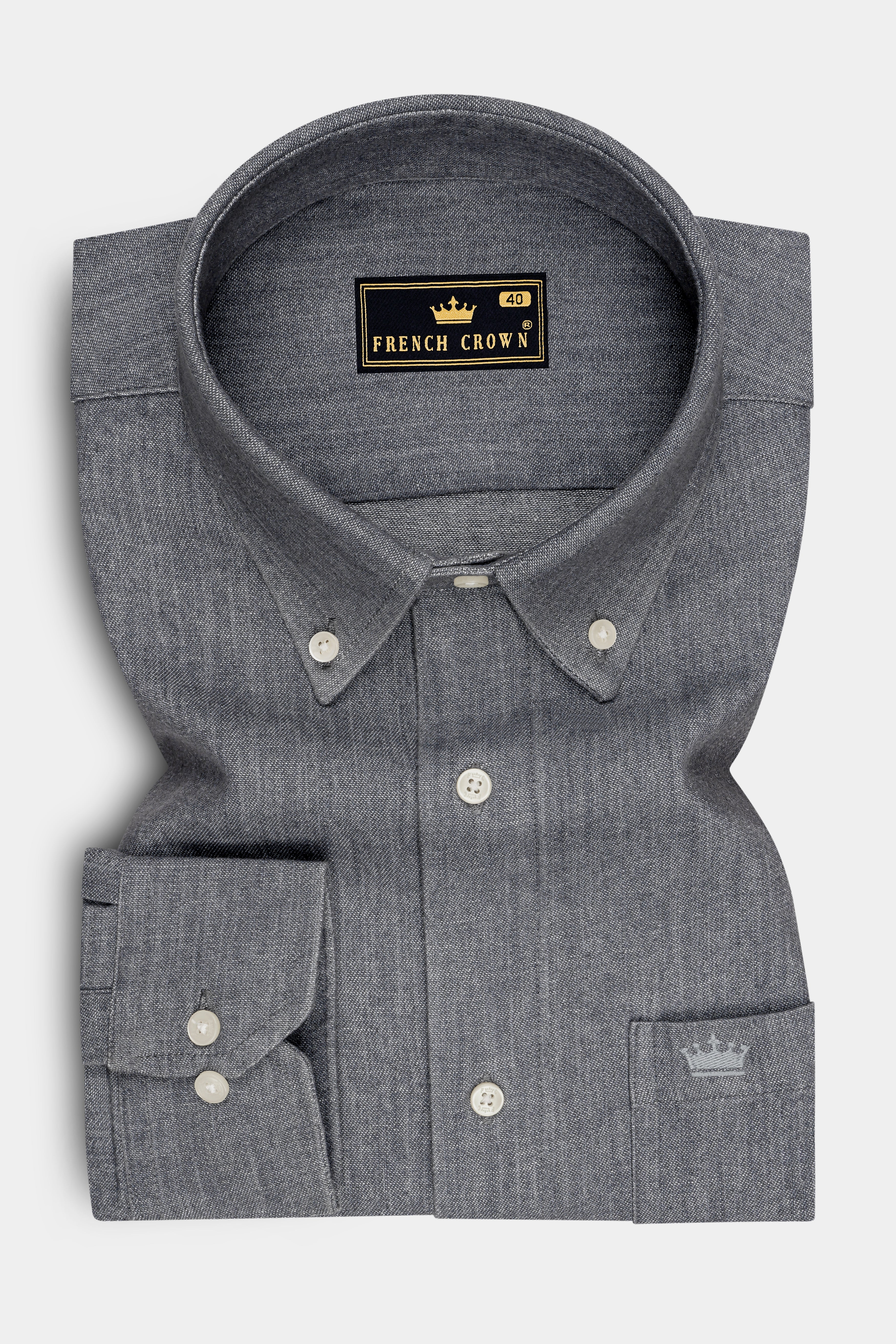 Summit-Filnt Gray Textured Oxford Premium Cotton Semi Formal Shirt