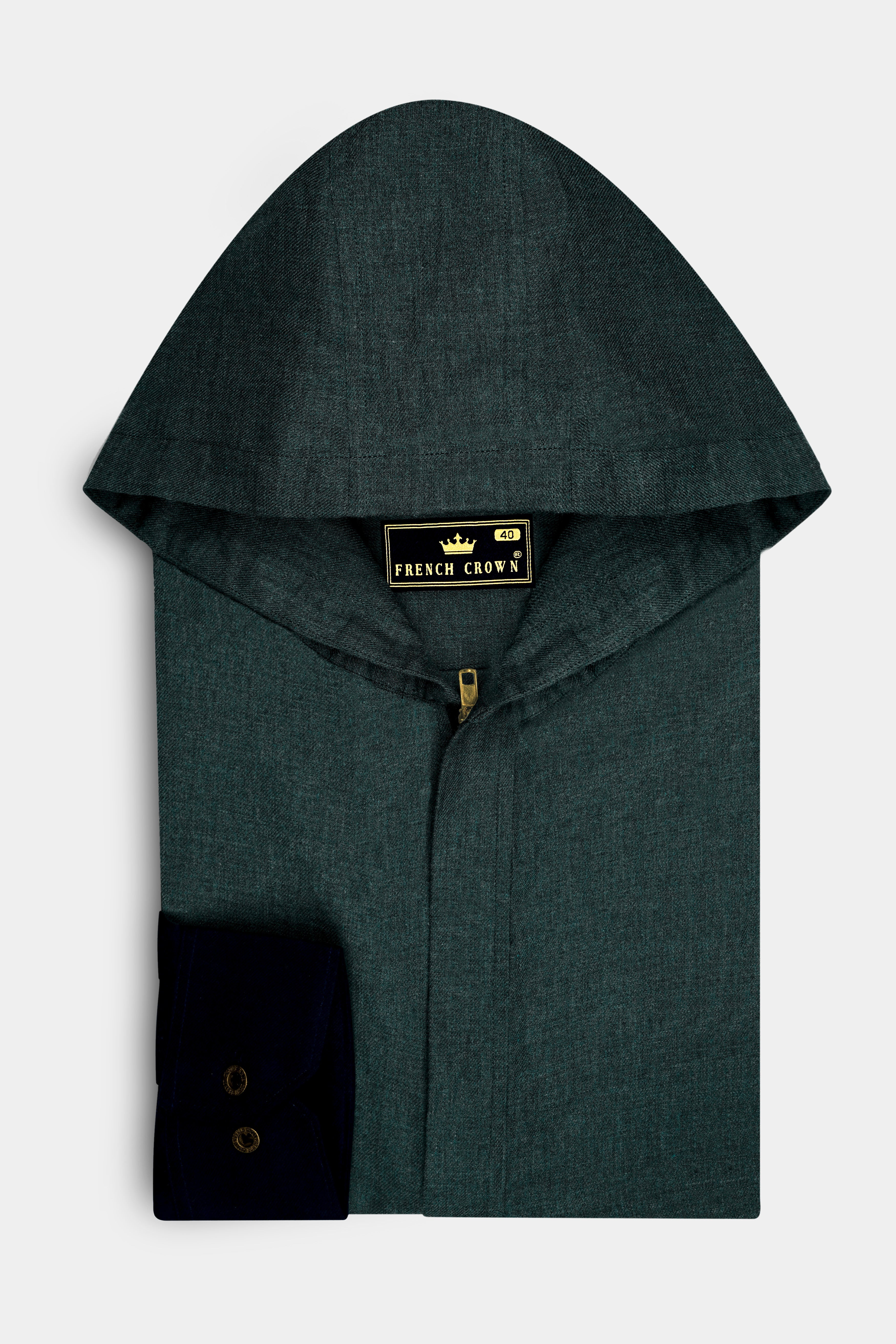 Frontier-Aztec Green Flannel Premium Cotton Designer Casual Hoodie Shirt