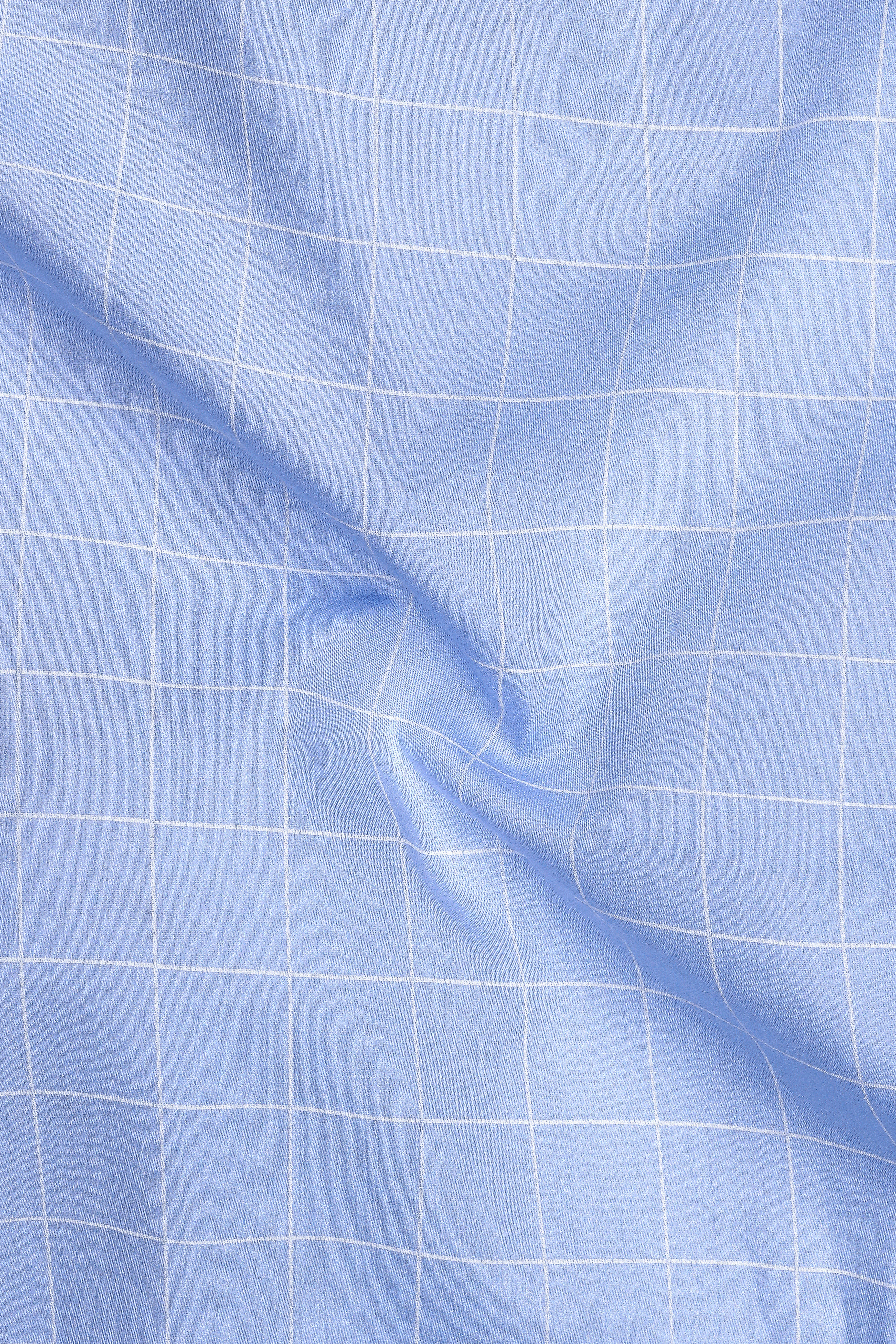 Aether-Cloudy Blue And Bright White Windowpane Subtle Sheen Super Soft Premium Cotton Dress Shirt