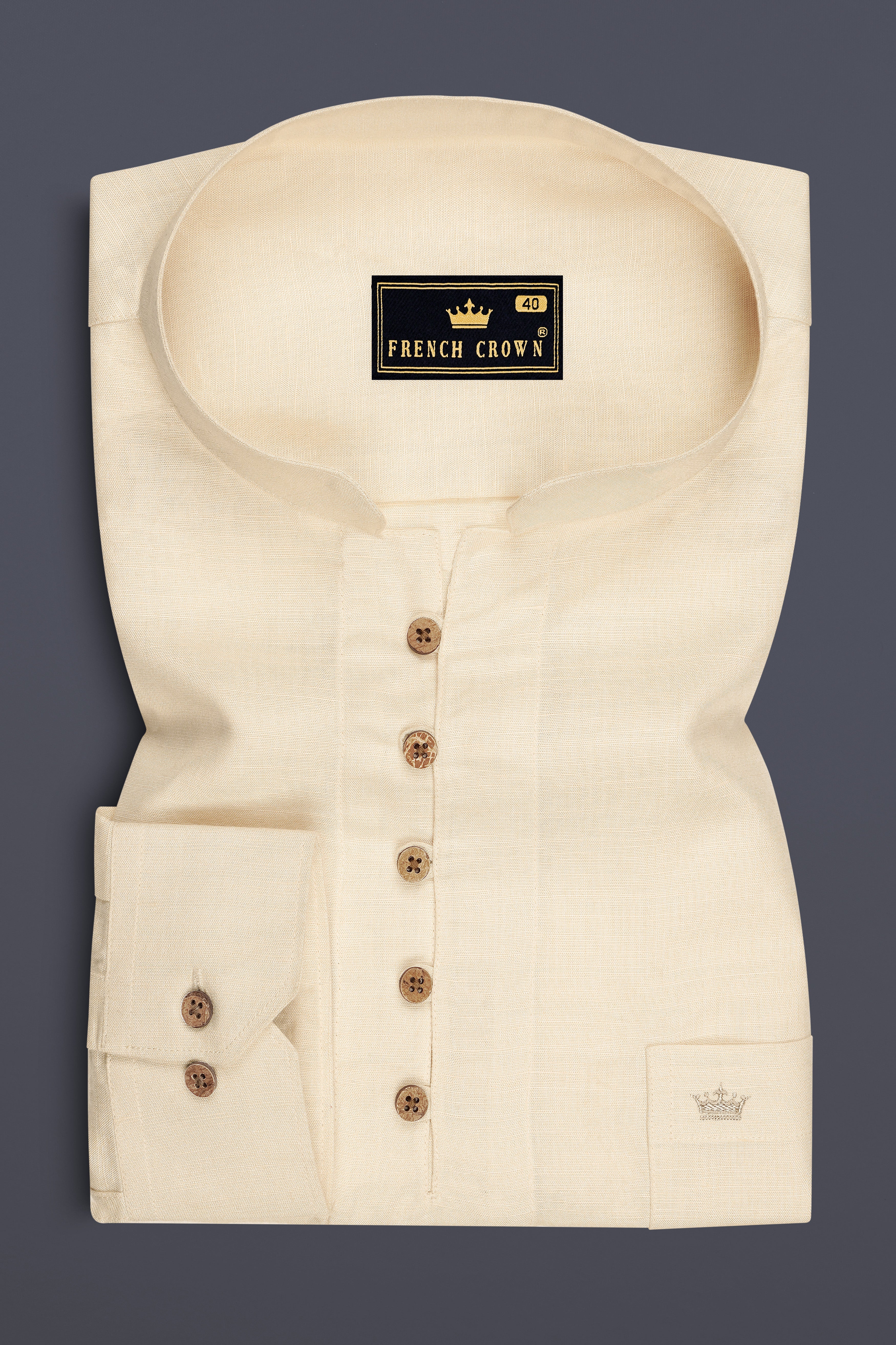 Mirel-Almond Cream Luxurious Linen Casual Kurta Shirt