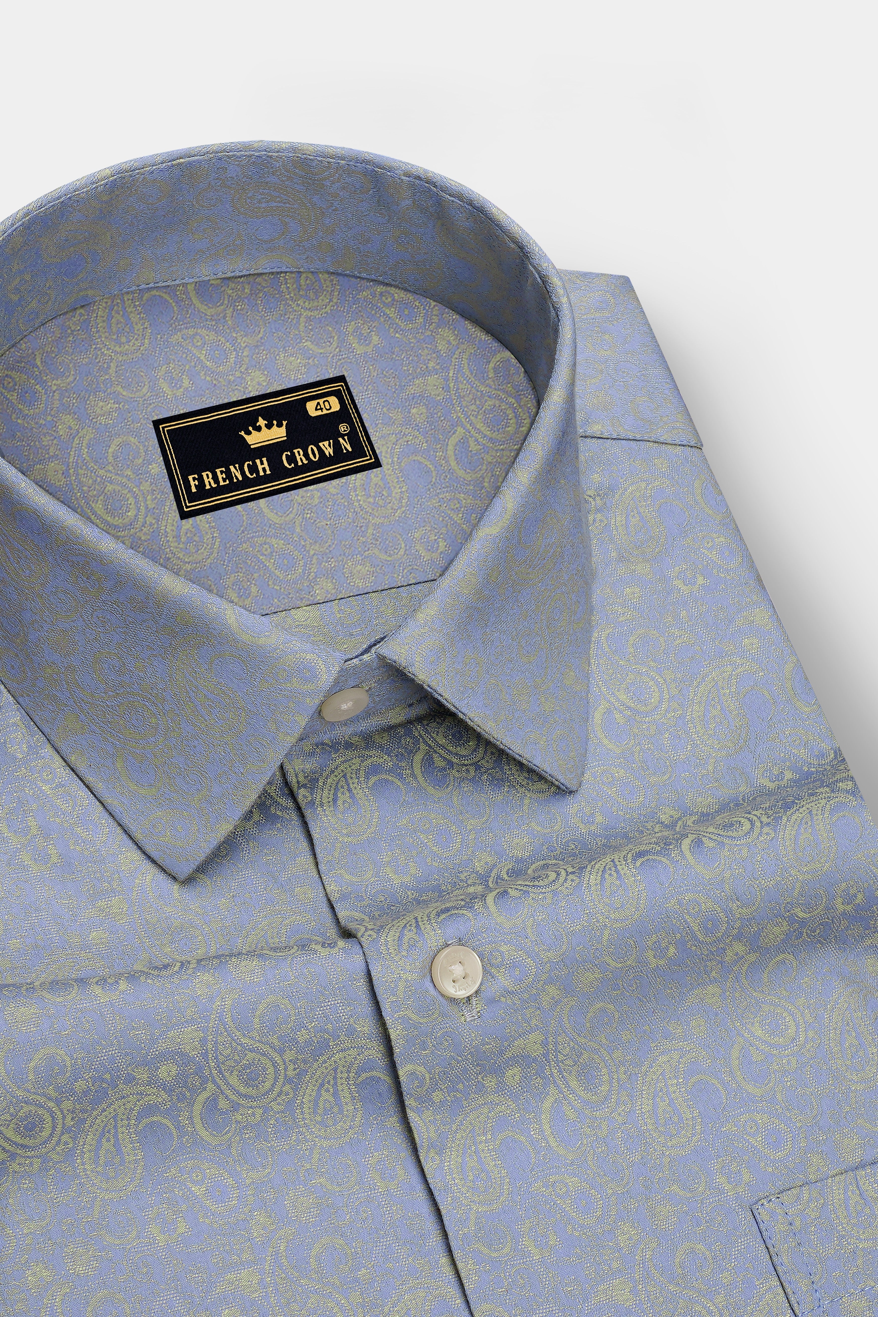 Opulen-Regent Gray Jacquard Textured Premium Cotton Dress Shirt