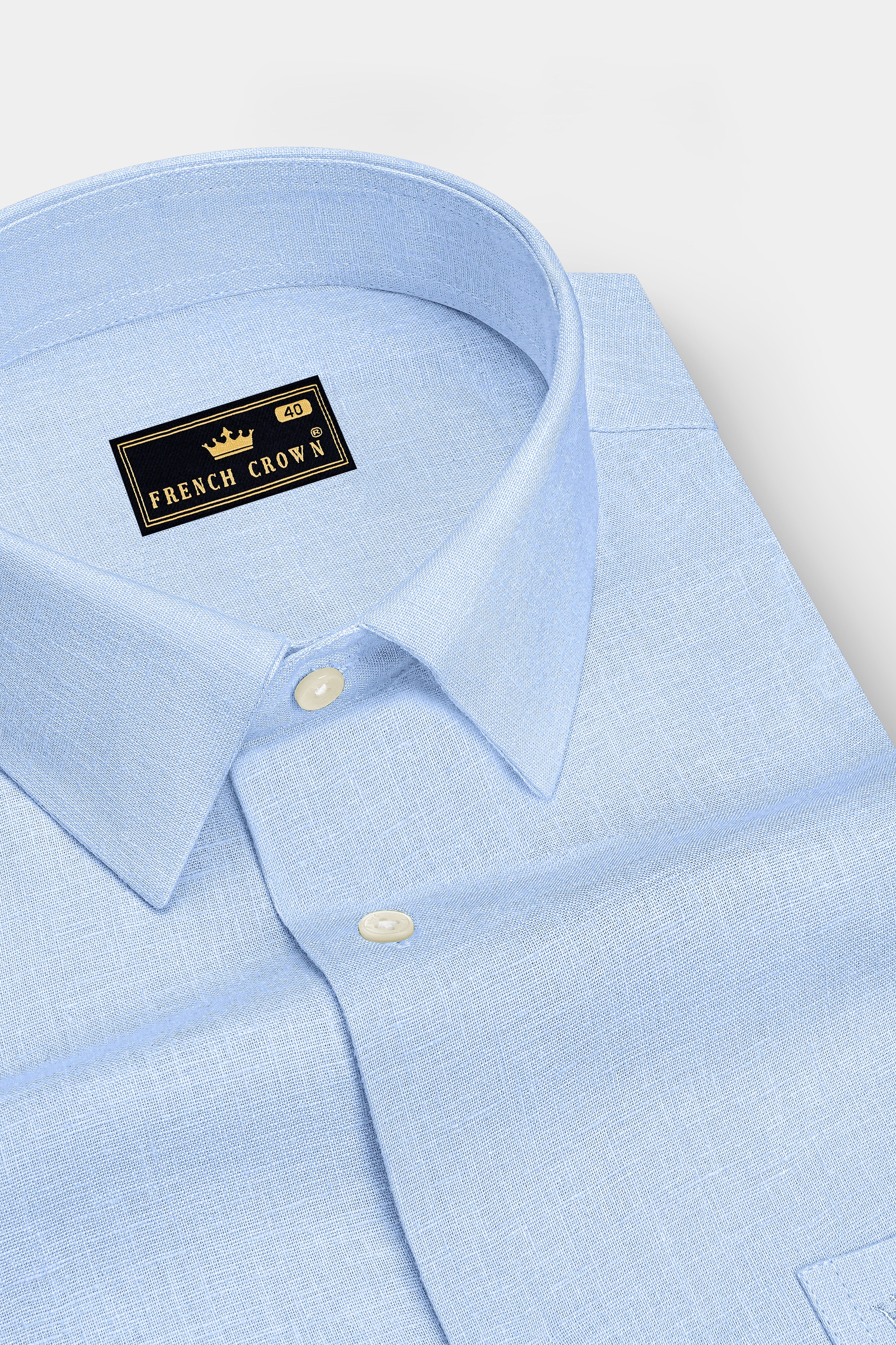 Azure-Tropical Sky Blue Luxurious Linen Dress Shirt