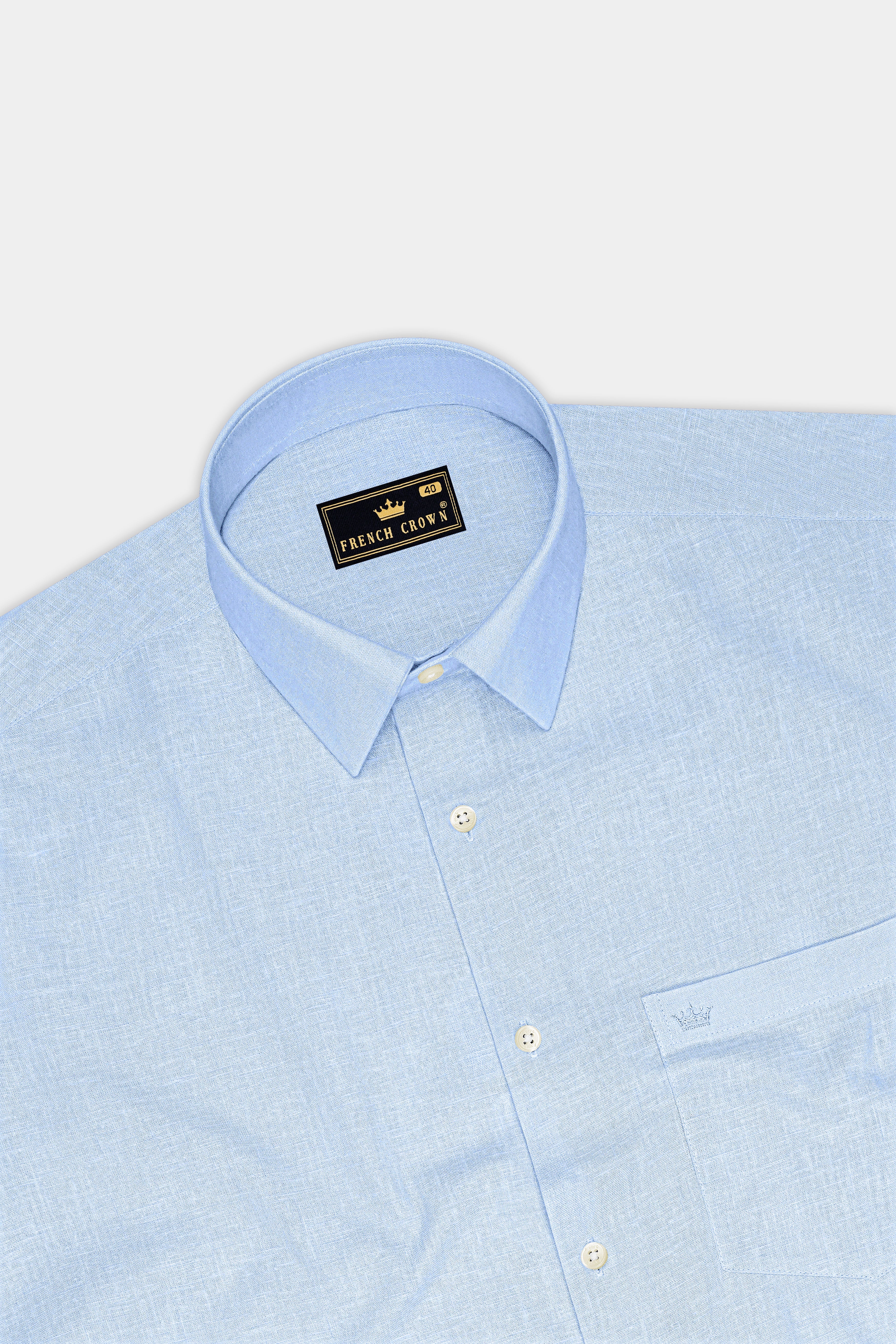 Azure-Tropical Sky Blue Luxurious Linen Dress Shirt