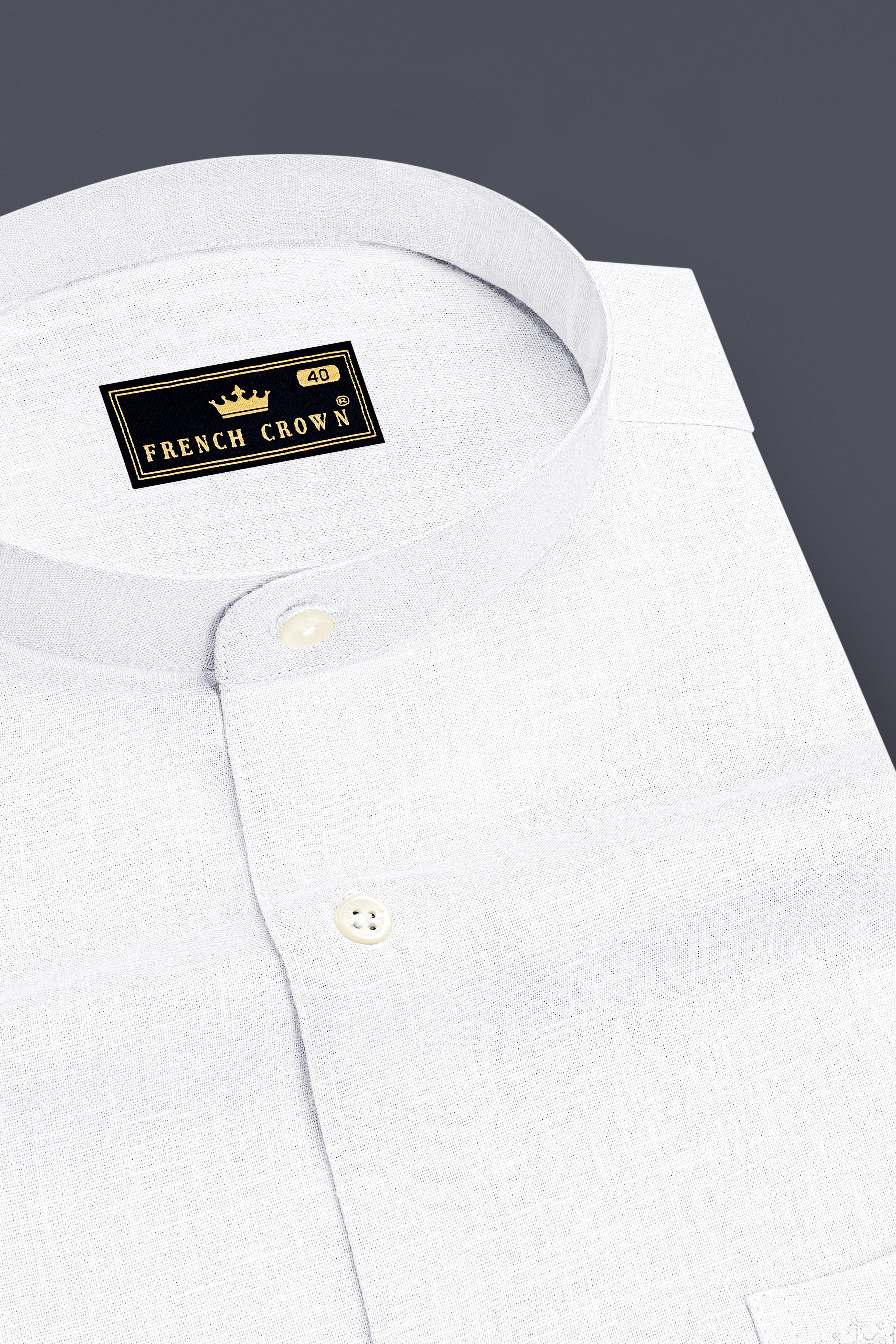 Luceo-Bright White Luxurious Linen Mandarin Dress Shirt