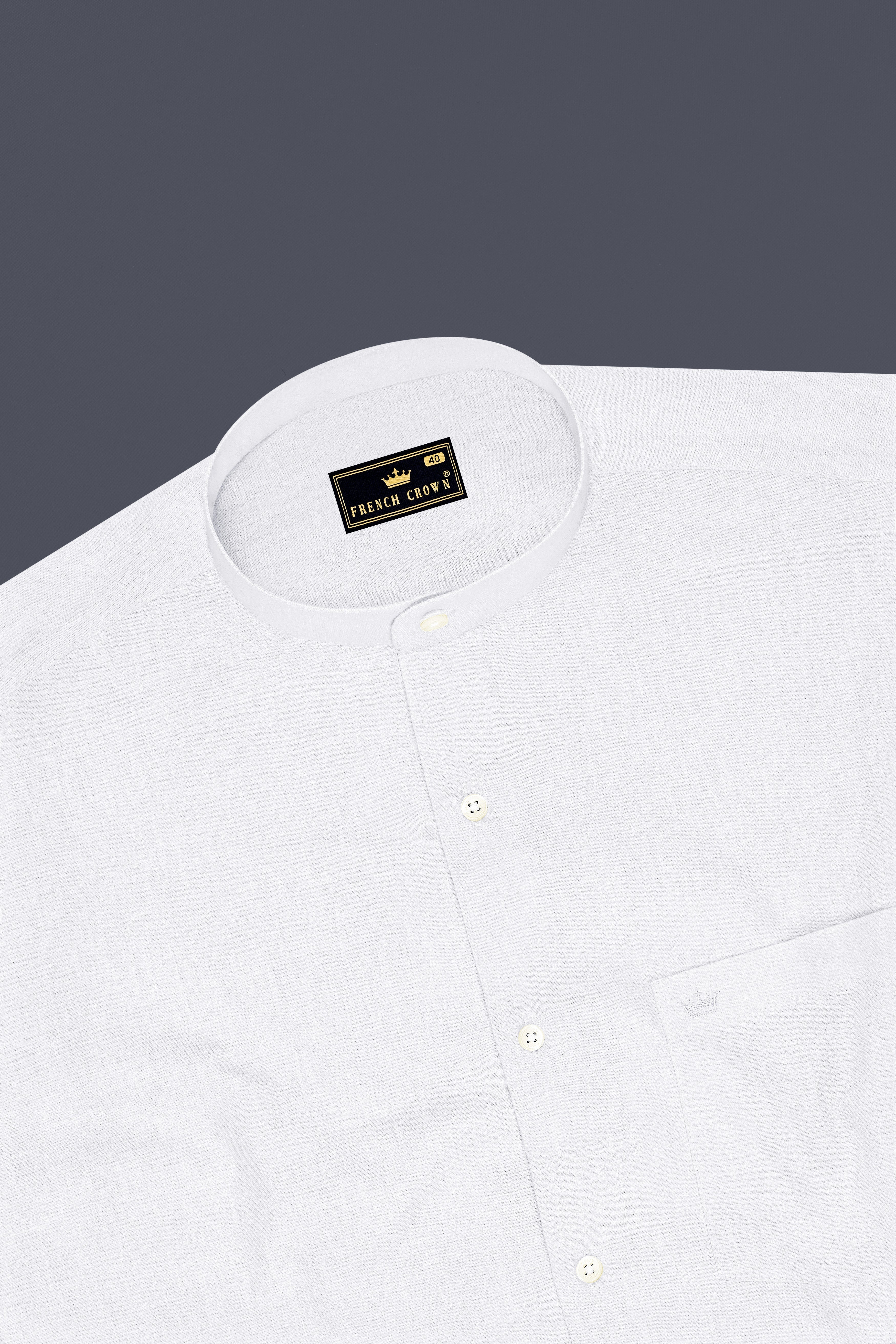 Luceo-Bright White Luxurious Linen Mandarin Dress Shirt