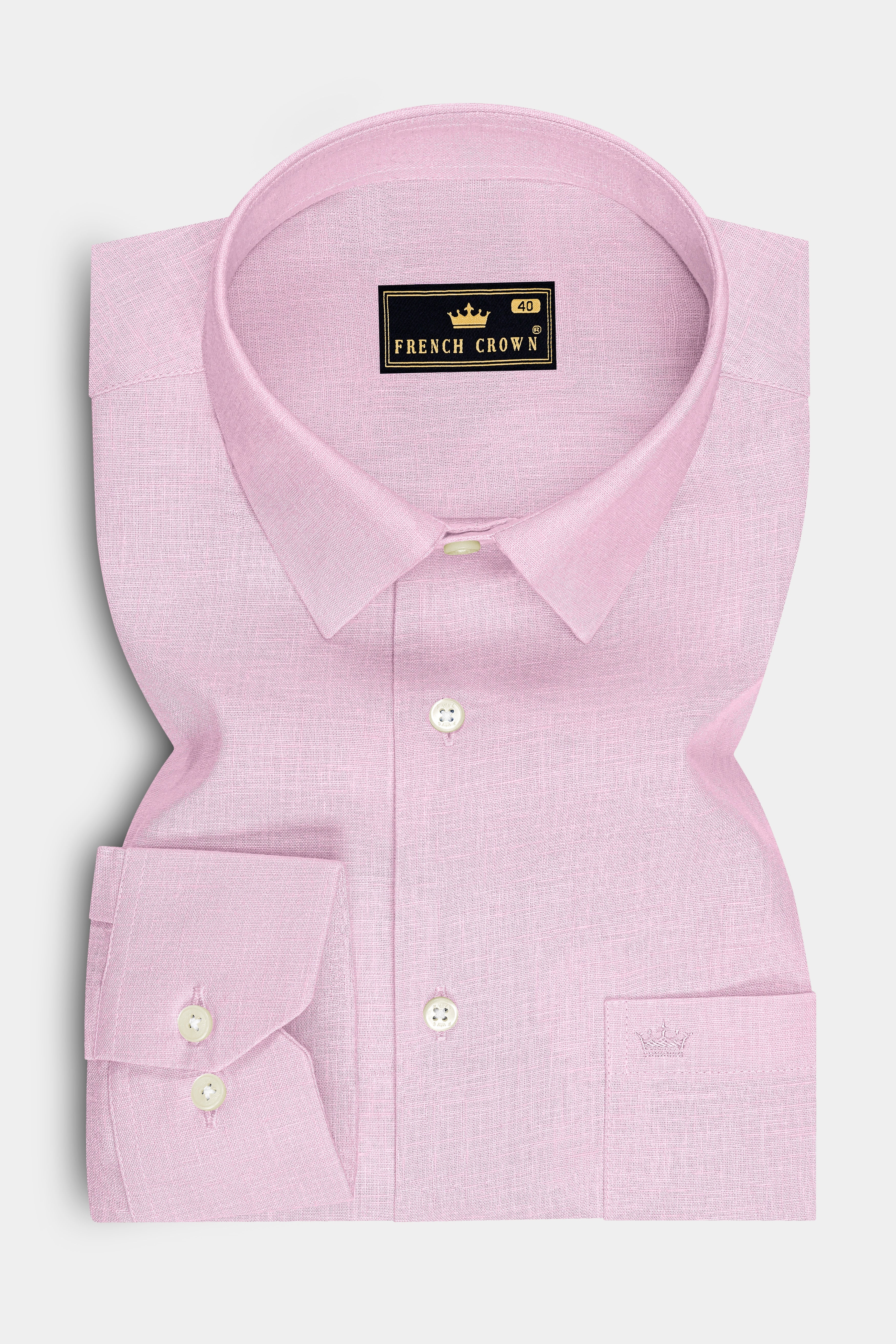 Maison-Classic Rose Pink Luxurious Linen Dress Shirt