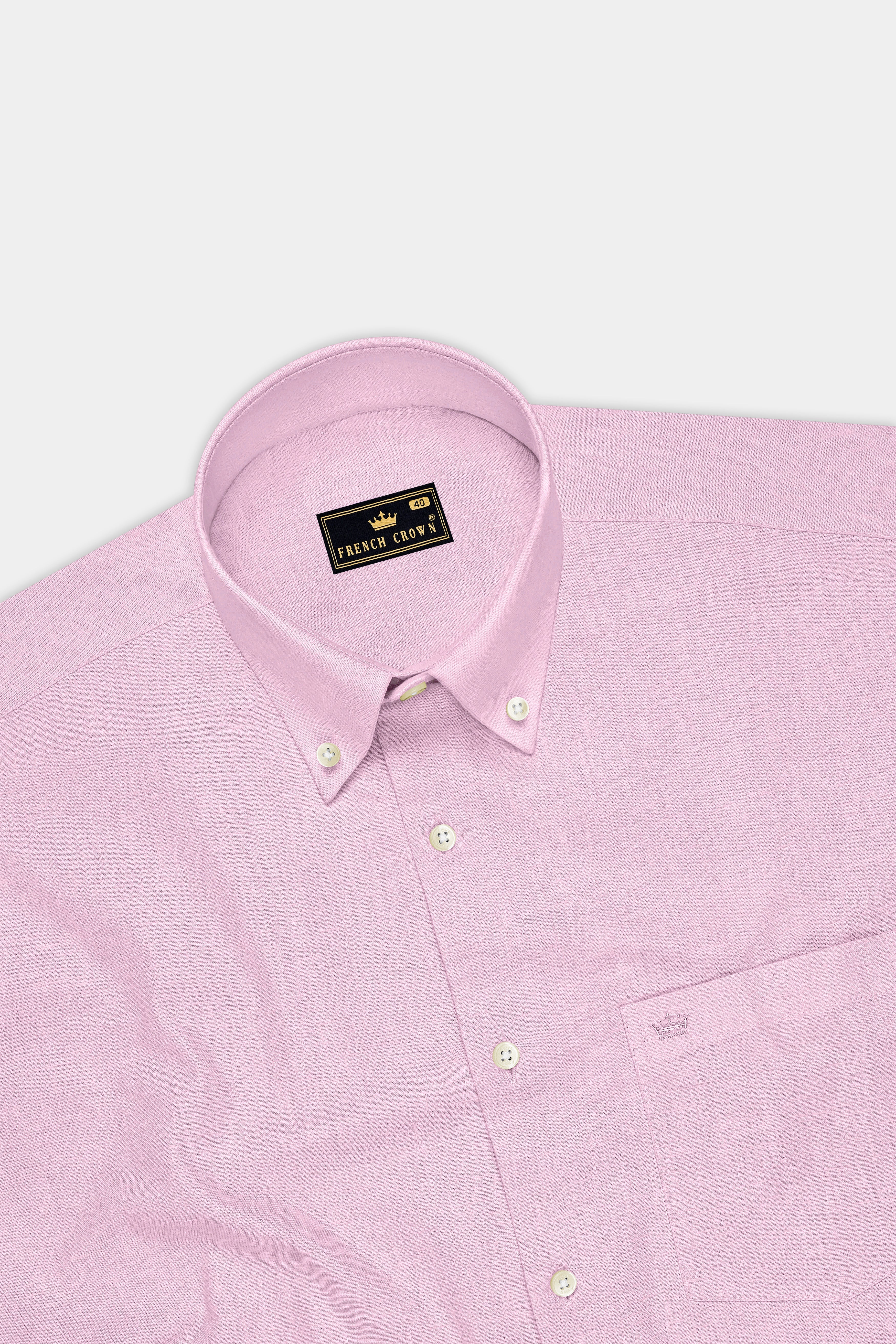 Maison-Classic Rose Pink Luxurious Linen Button Down Dress Shirt