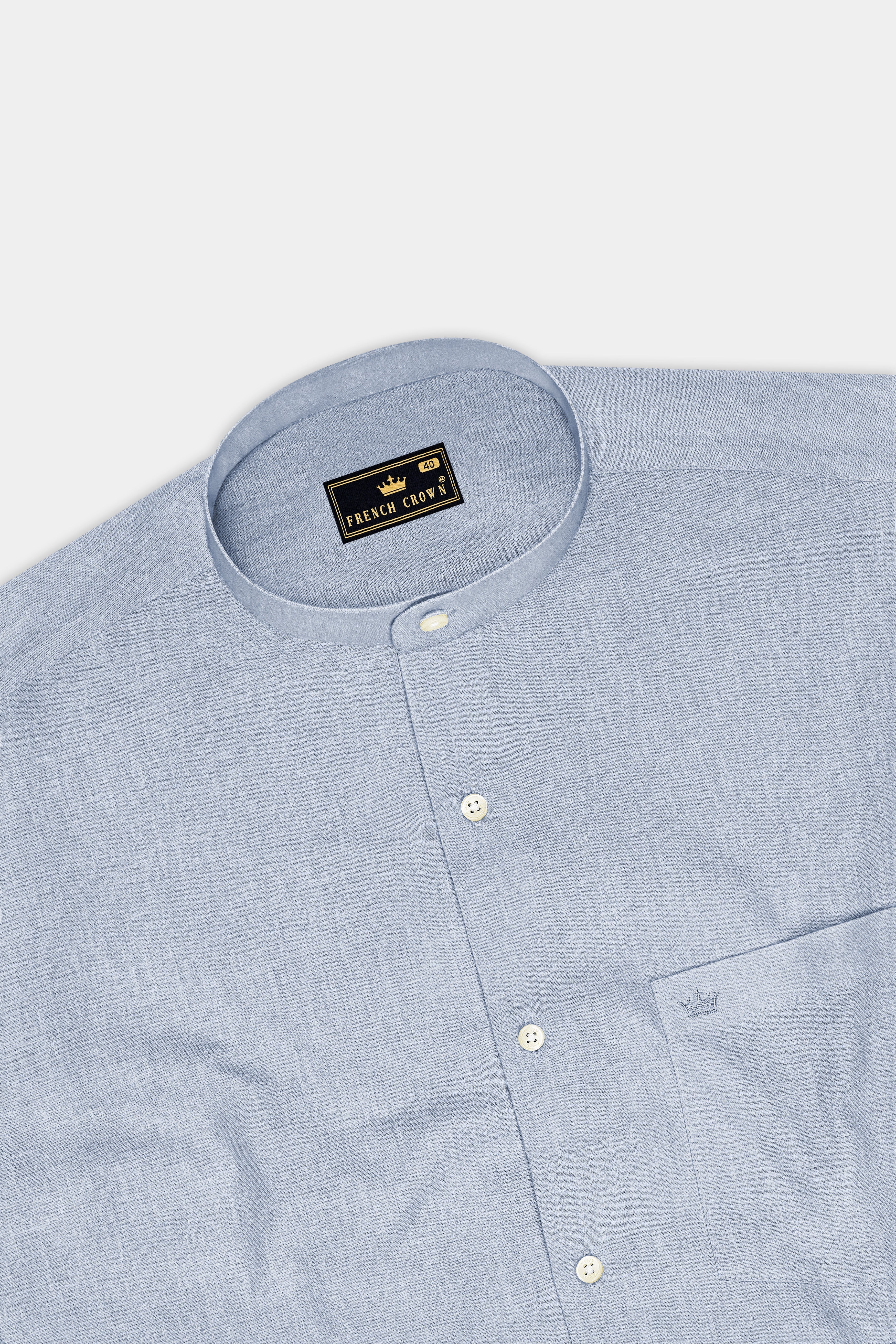 Nimbus-Casper Gray Luxurious Linen Mandarin Dress Shirt