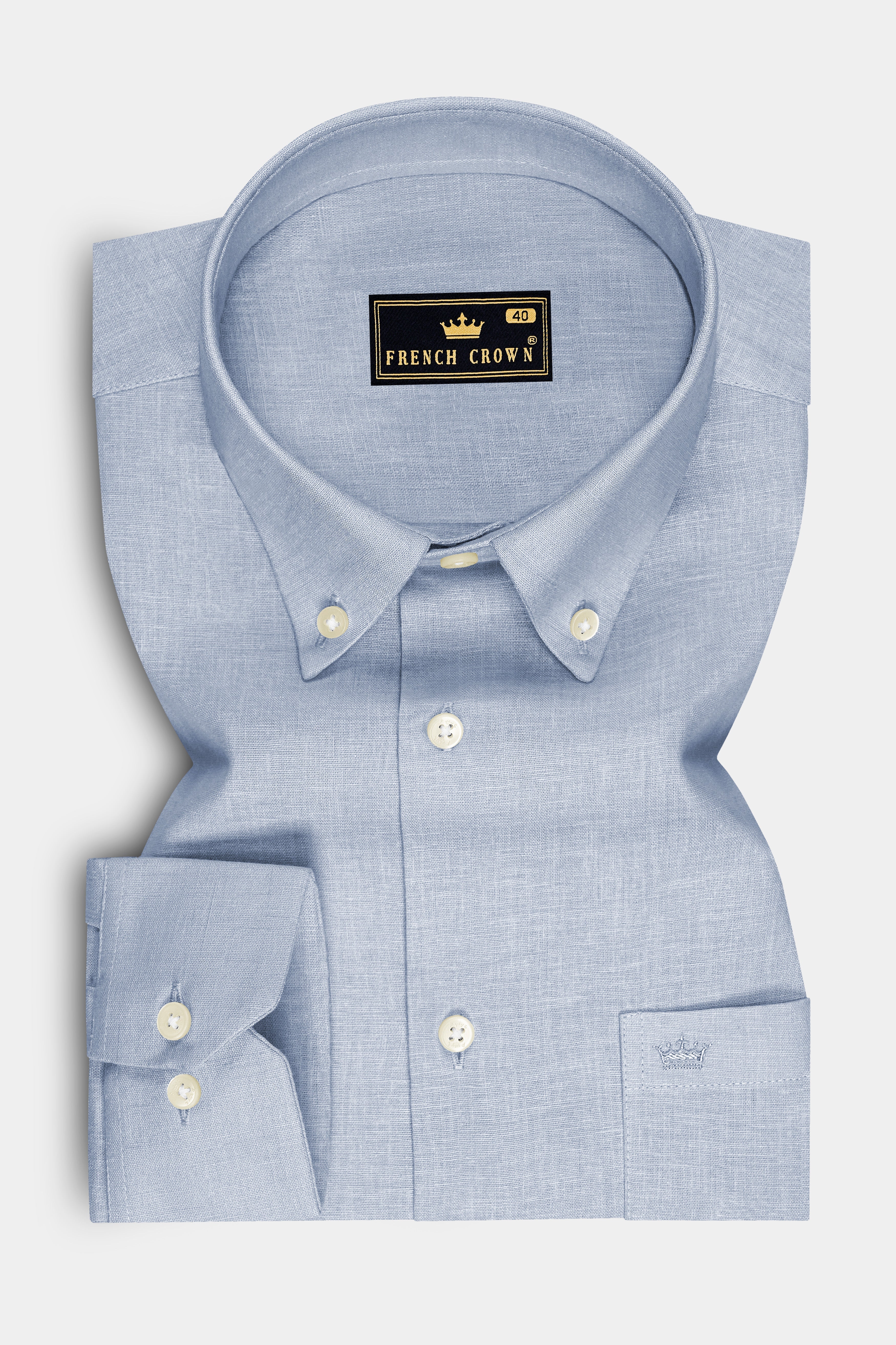 Nimbus-Casper Gray Luxurious Linen Button Down Dress Shirt