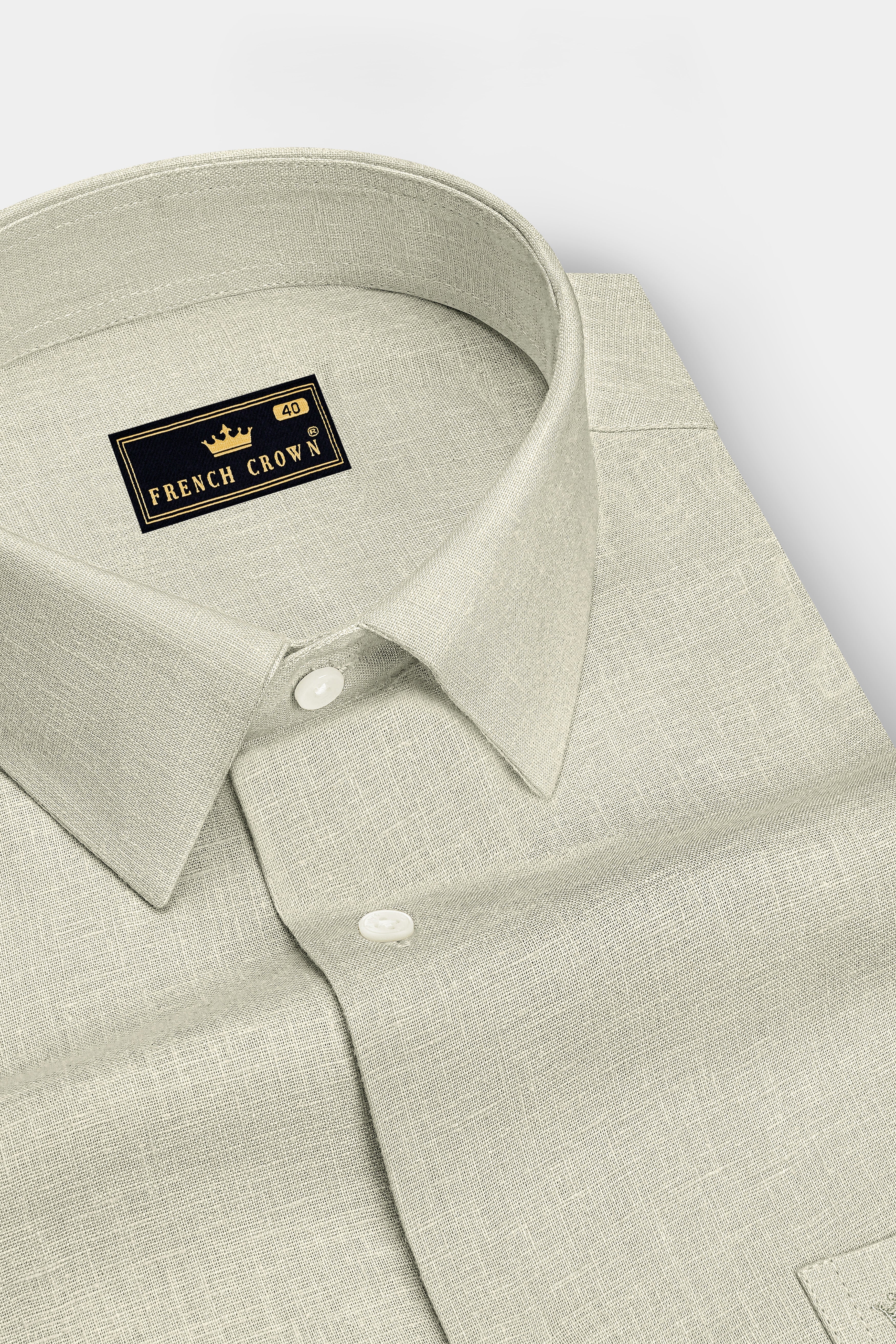 Olivon-Coriander Cream Luxurious Linen Dress Shirt