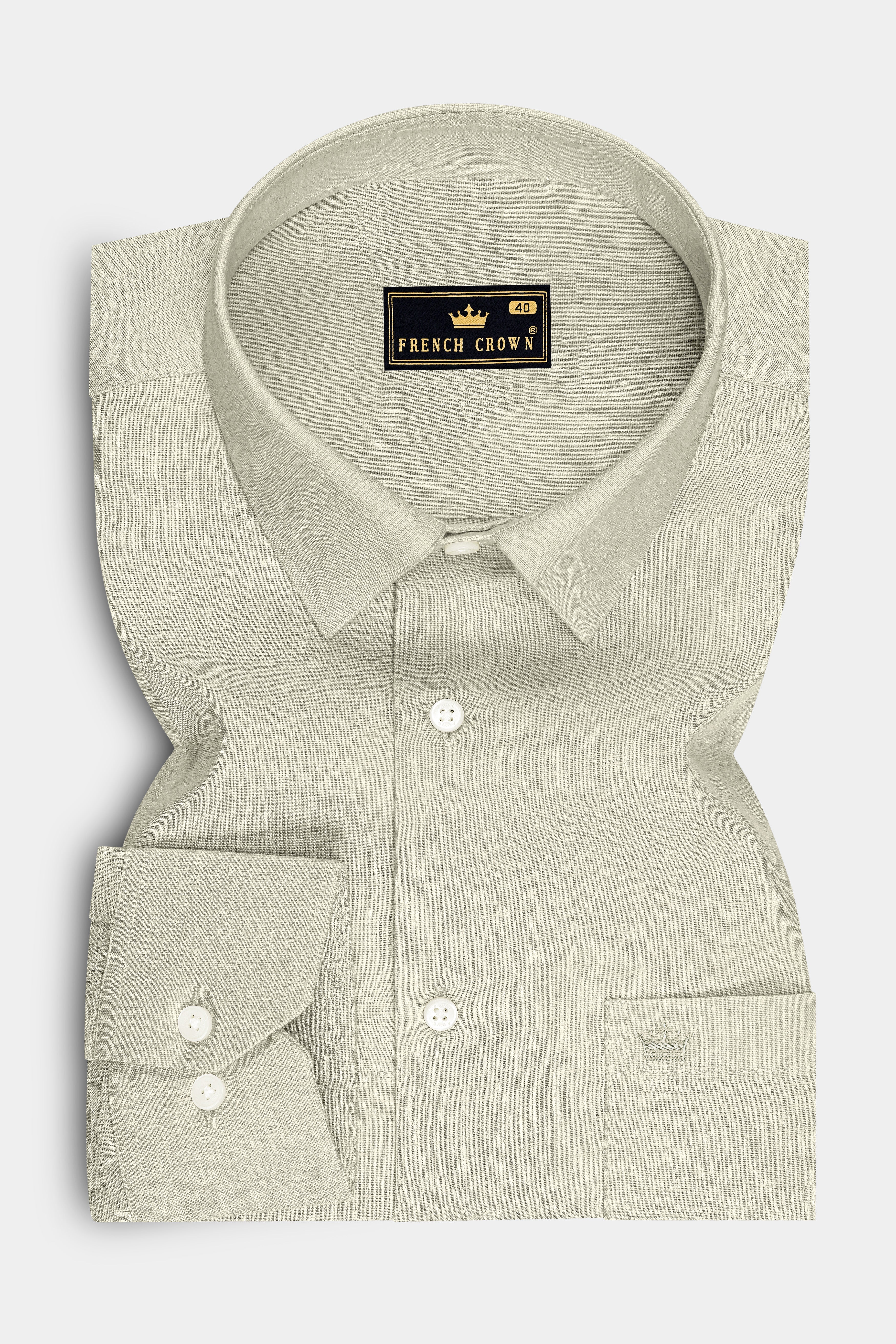 Olivon-Coriander Cream Luxurious Linen Dress Shirt