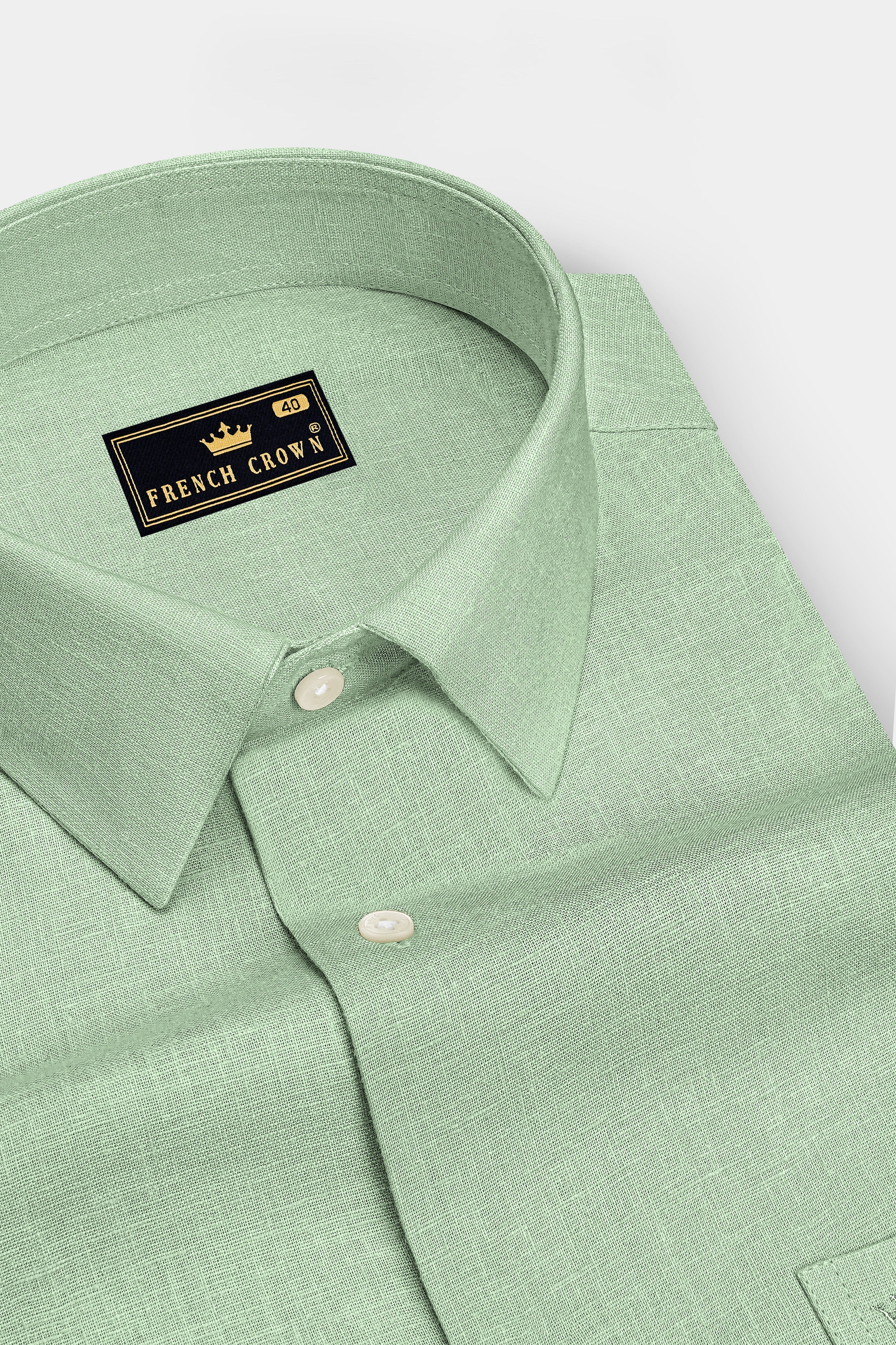 Moss-Ash Green Luxurious Linen Dress Shirt