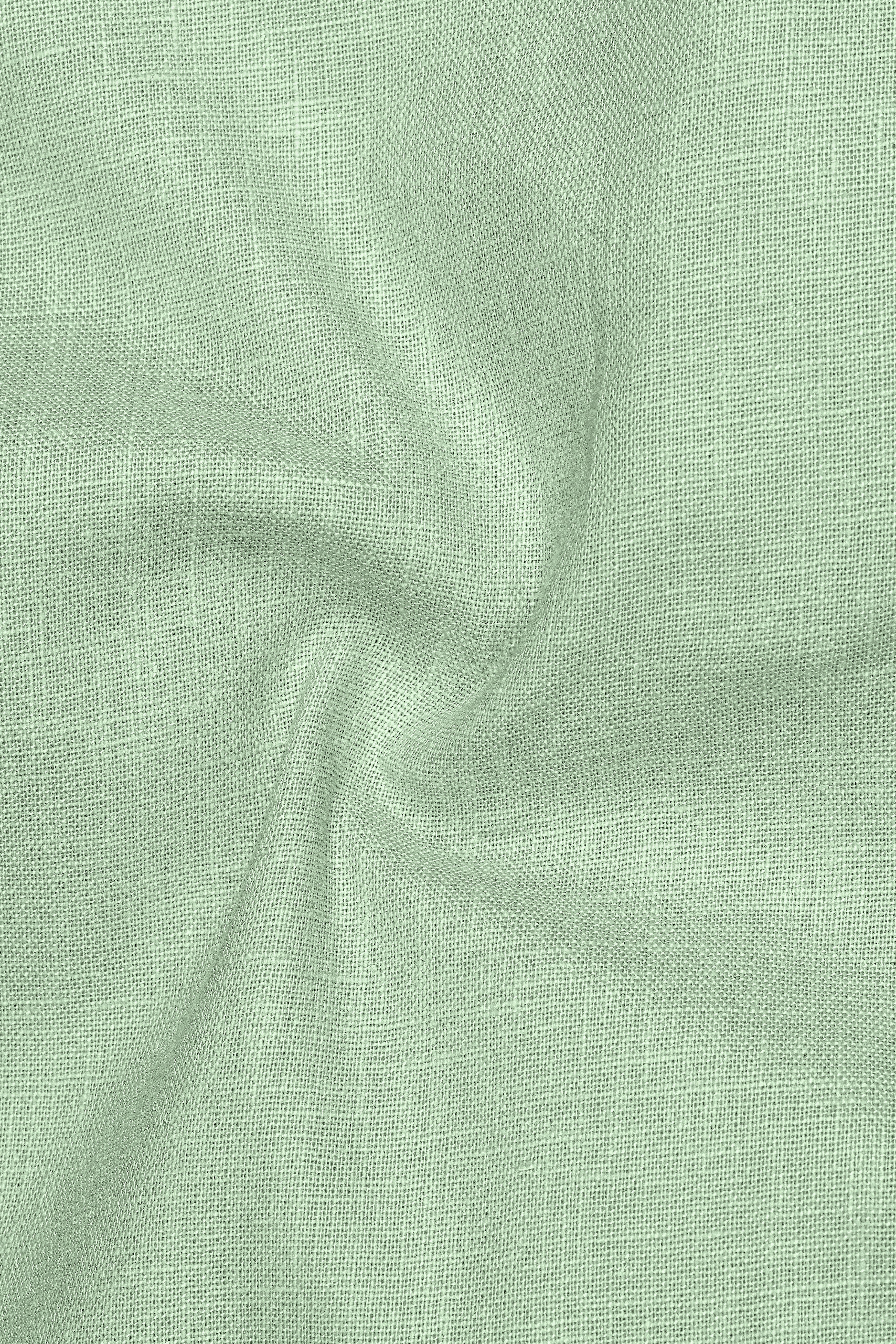 Moss-Ash Green Luxurious Linen Mandarin Dress Shirt