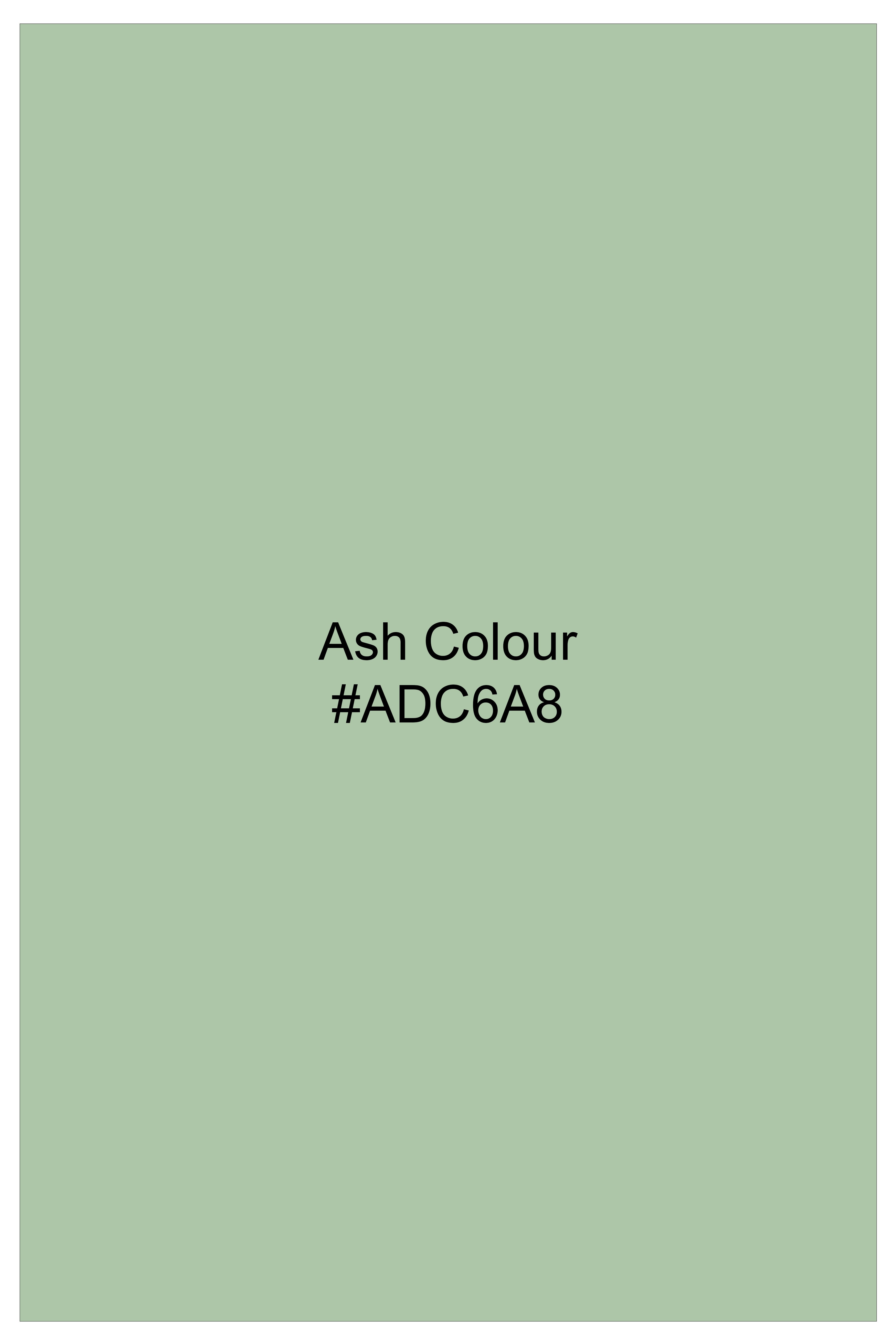 Moss-Ash Green Luxurious Linen Mandarin Dress Shirt