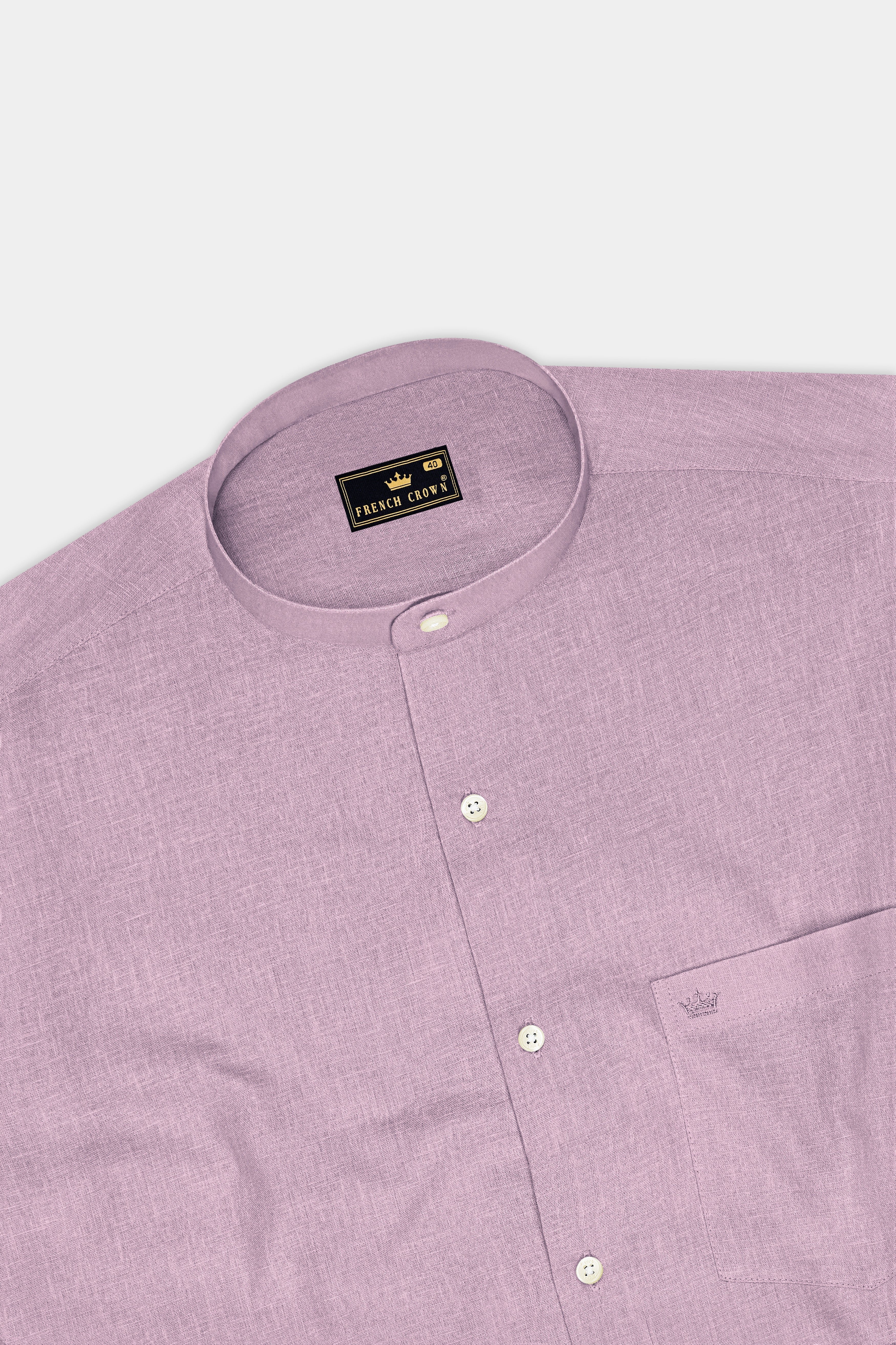Fleur-Wisteria Pink Luxurious Linen Mandarin Dress Shirt