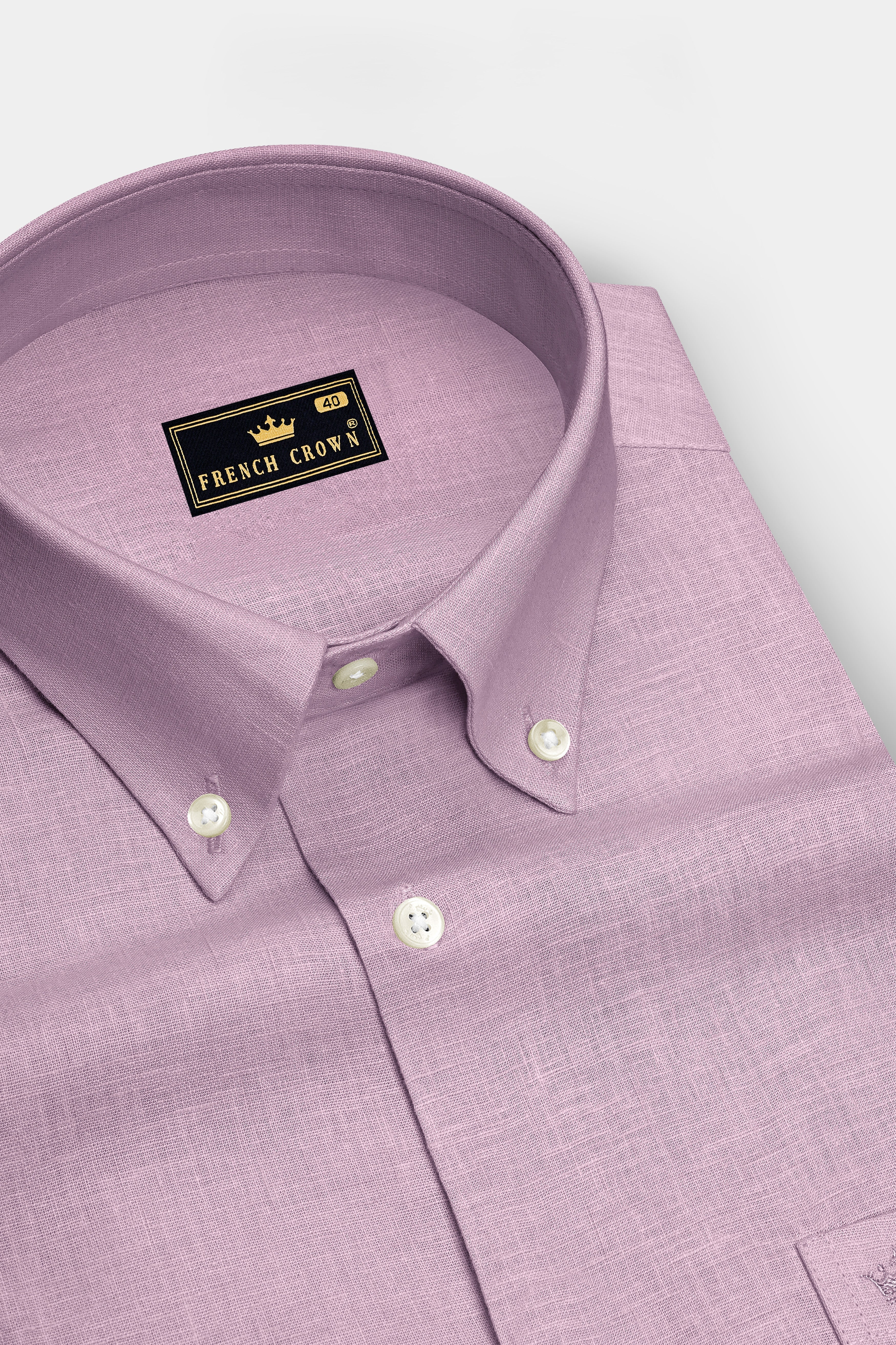 Fleur-Wisteria Pink Luxurious Linen Button Down Dress Shirt
