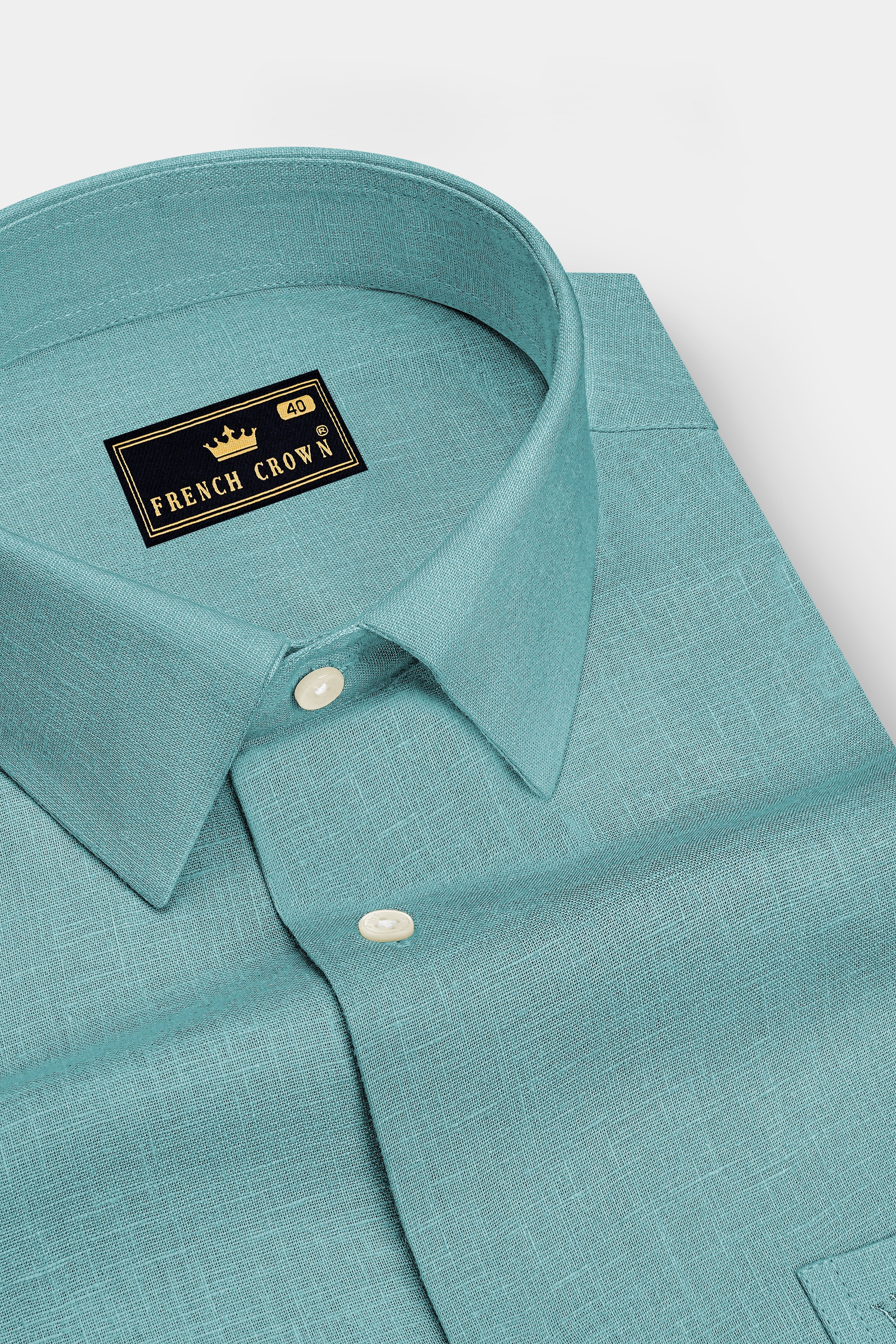 Verdant-Gulf Stream Green Luxurious Linen Dress Shirt