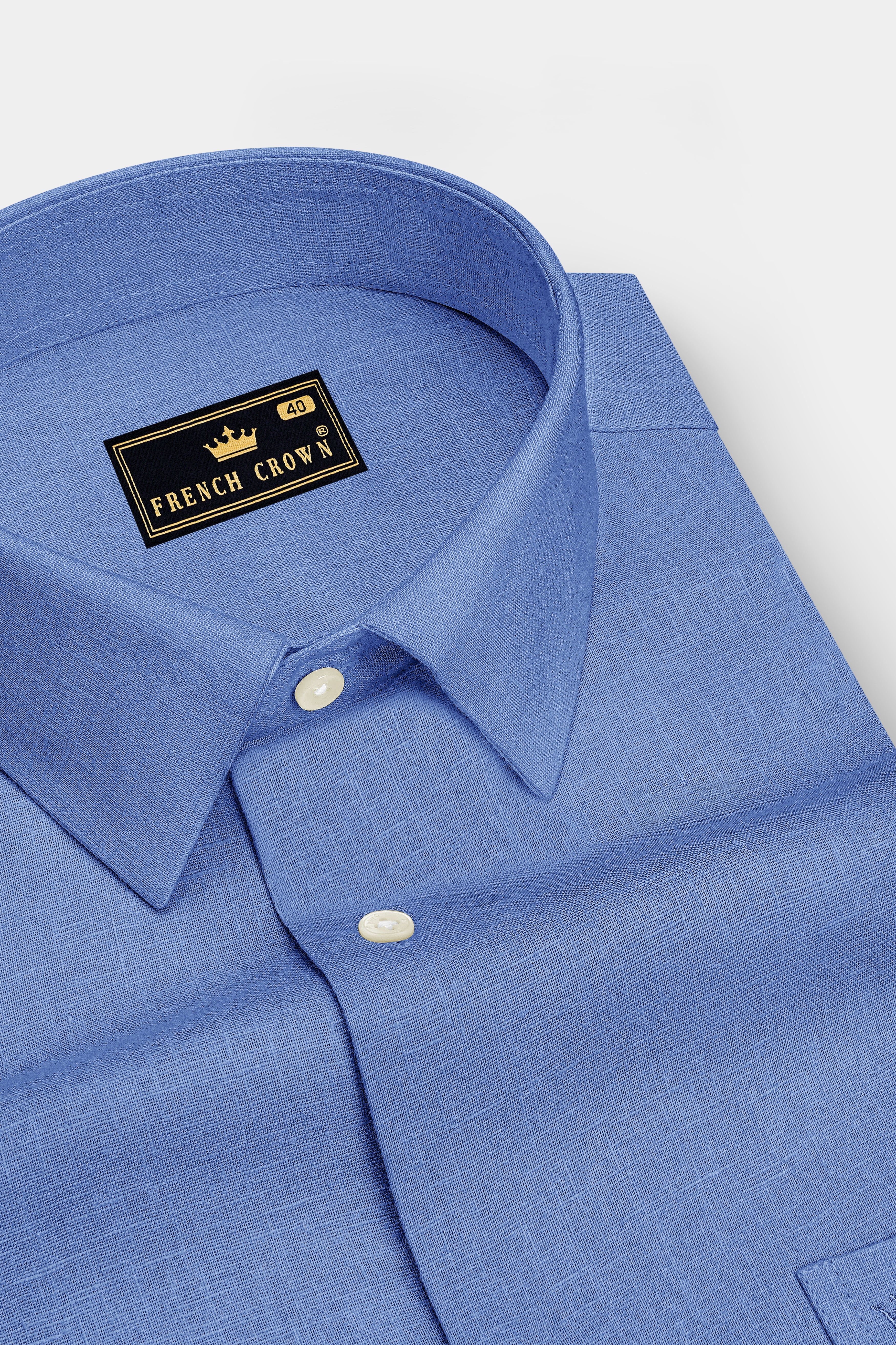 Lagoon-Glaucous Blue Luxurious Linen Dress Shirt