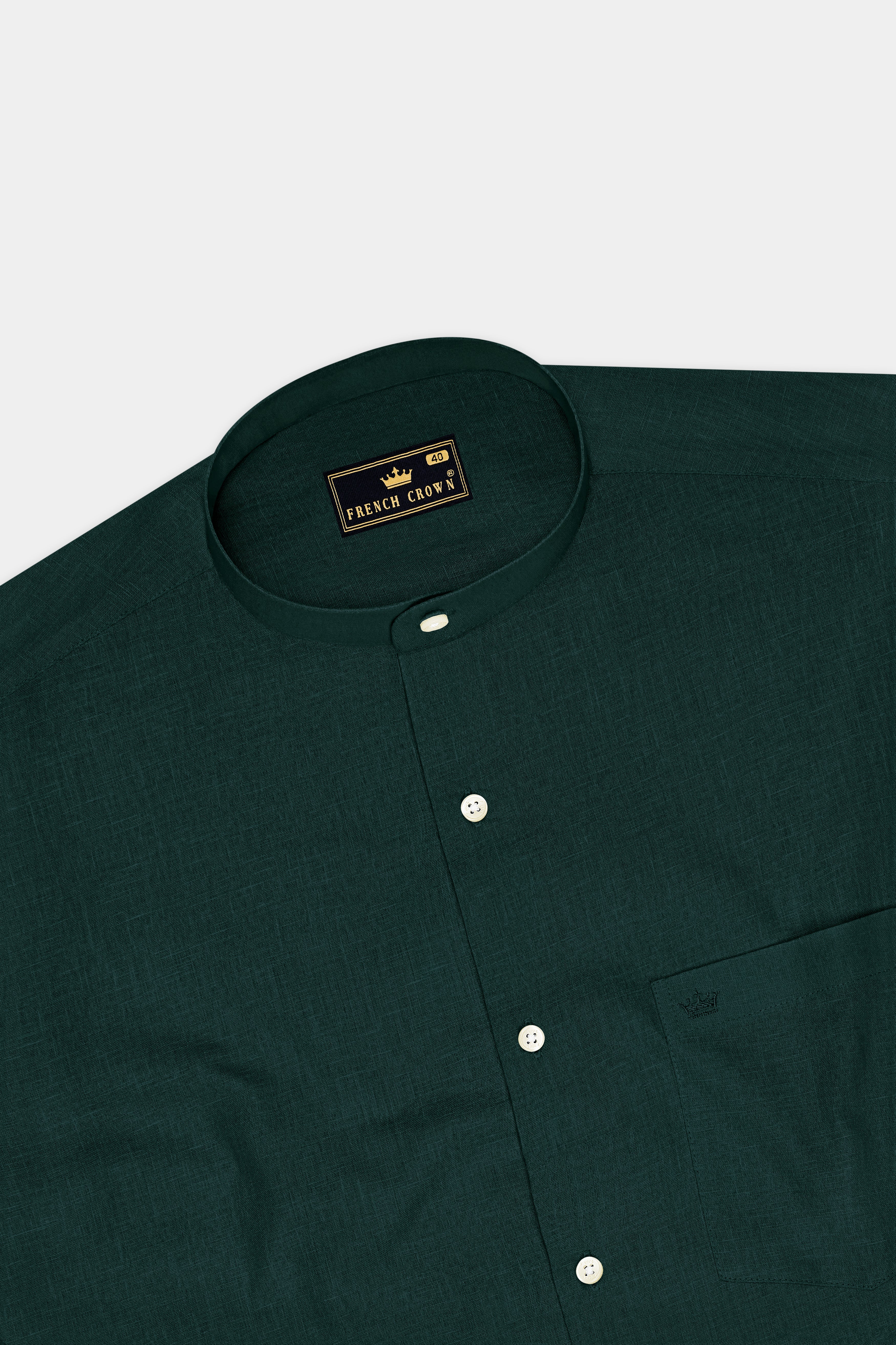 Thrive-Phthalo Green Luxurious Linen Mandarin Dress Shirt