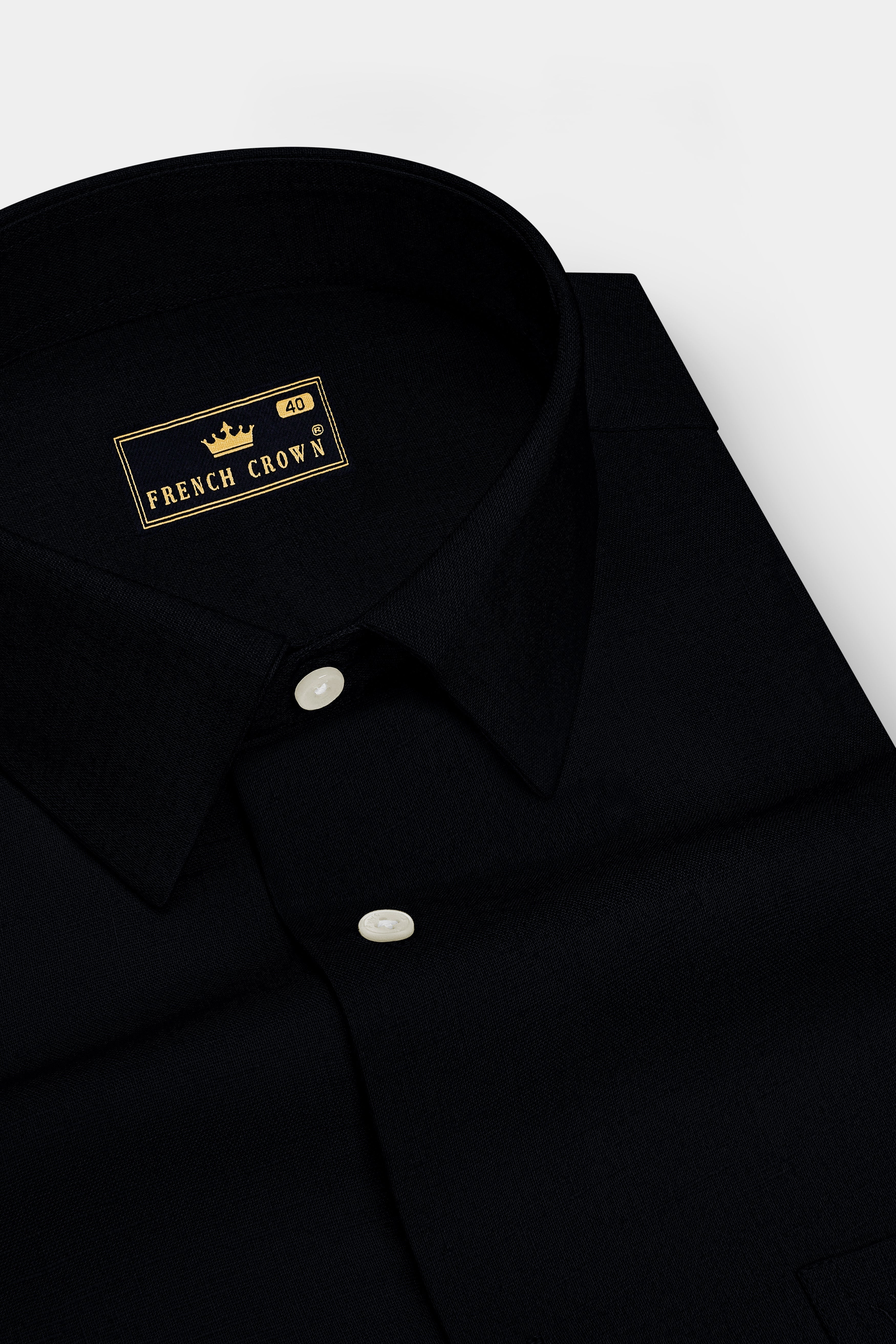 Vantor-Jade Black Luxurious Linen Dress Shirt