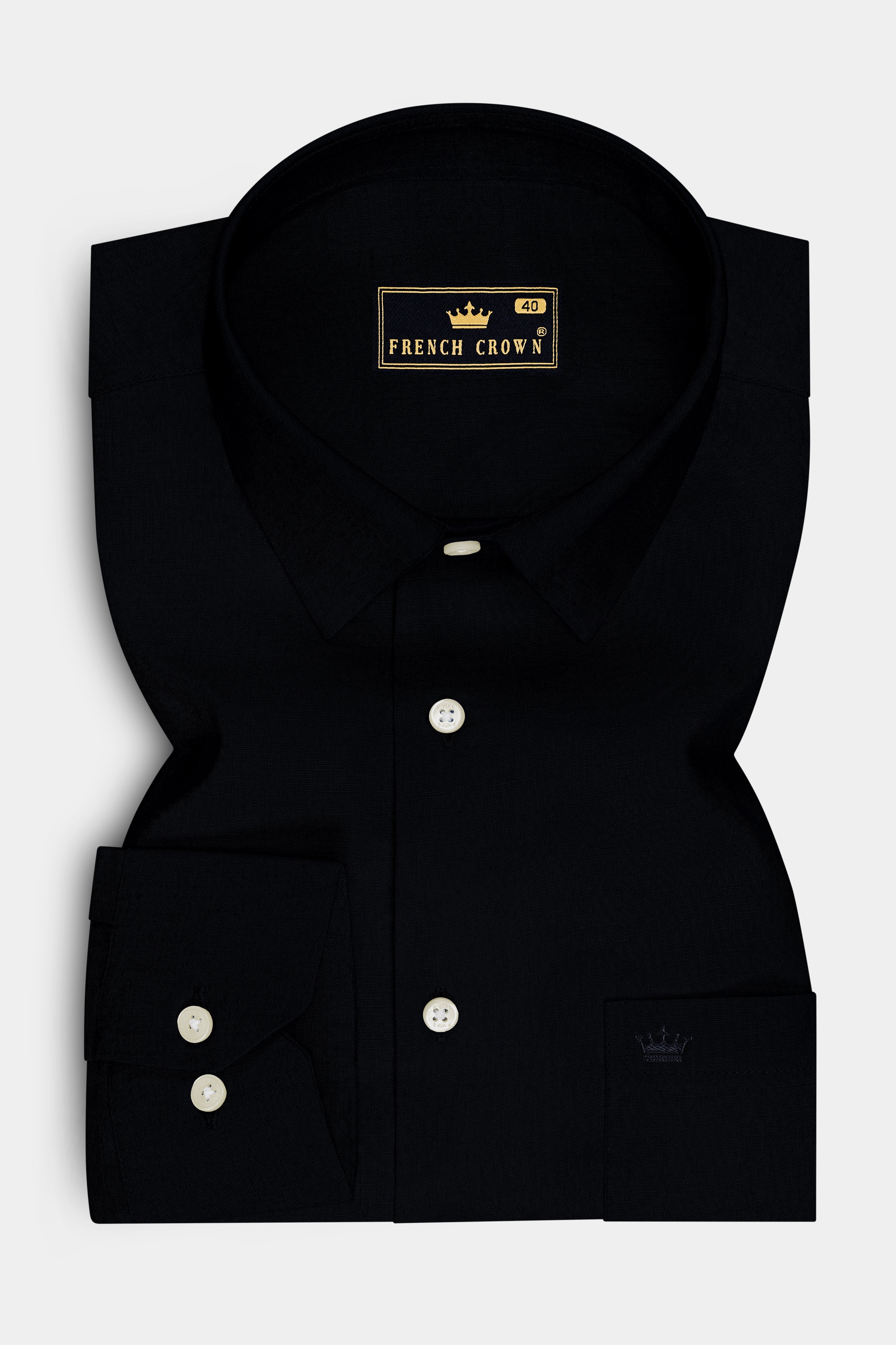 Vantor-Jade Black Luxurious Linen Dress Shirt