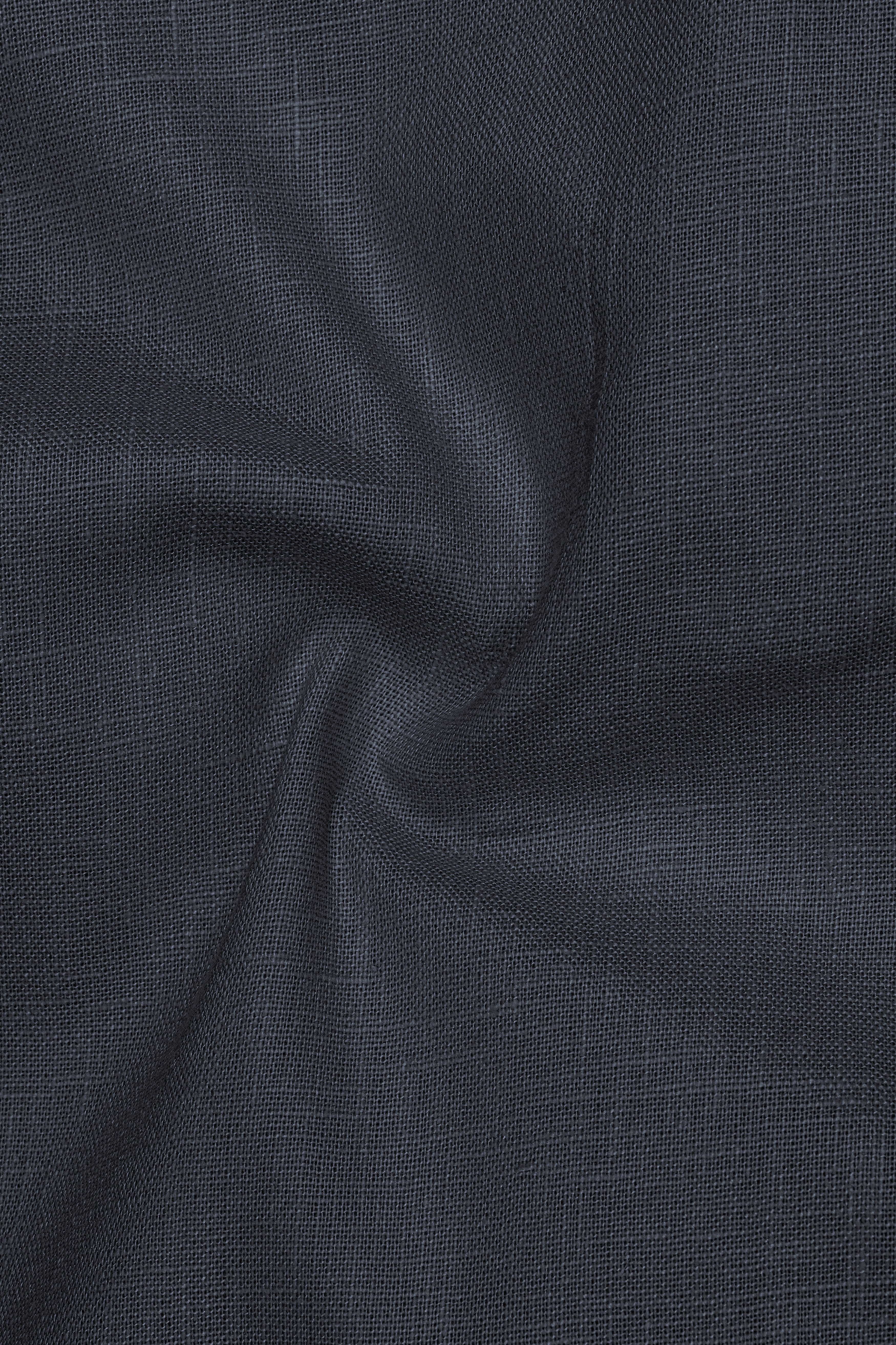 Obsidian-Charcoal Gray Luxurious Linen Mandarin Dress Shirt