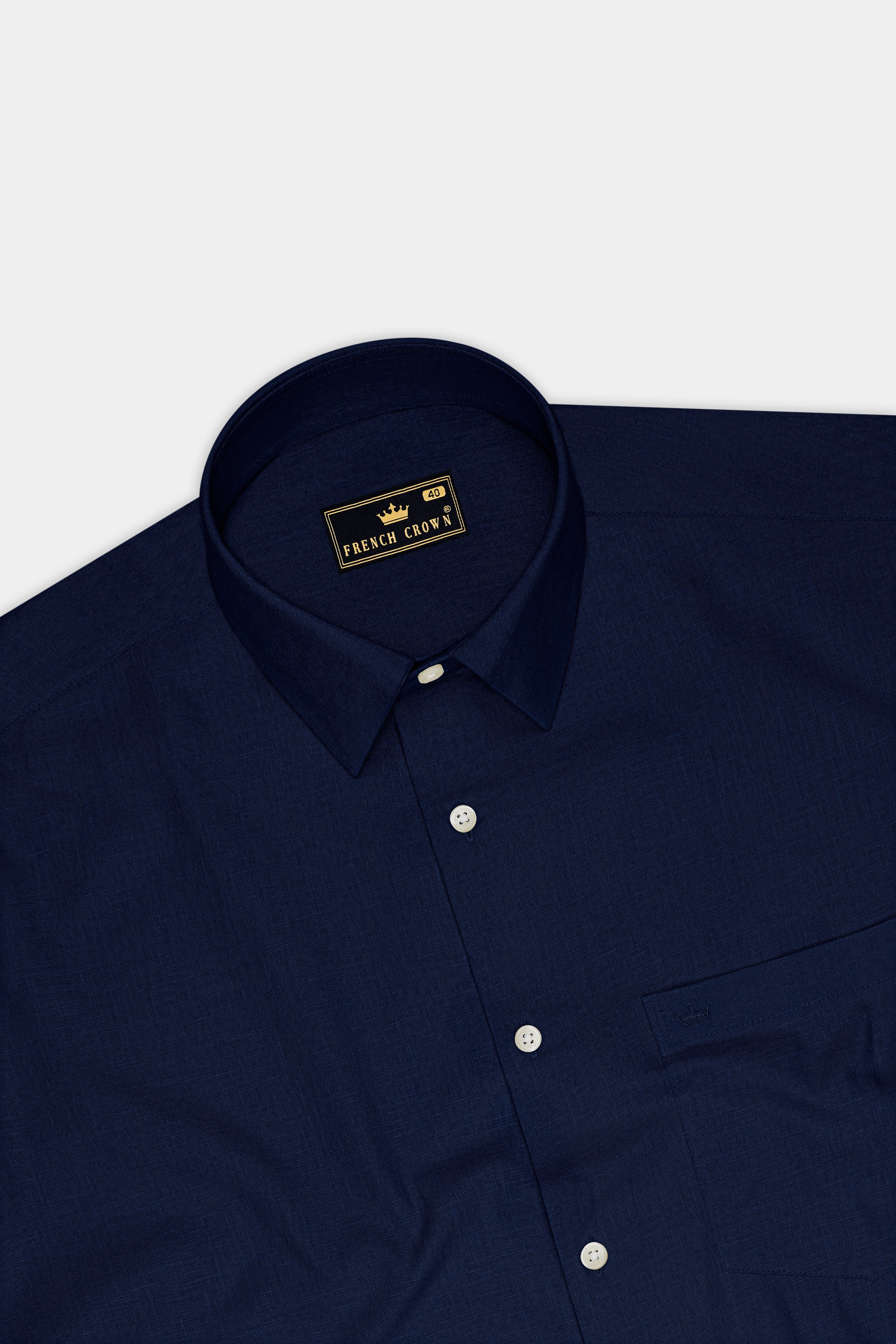 Cobalt-Midnight Blue Luxurious Linen Dress Shirt