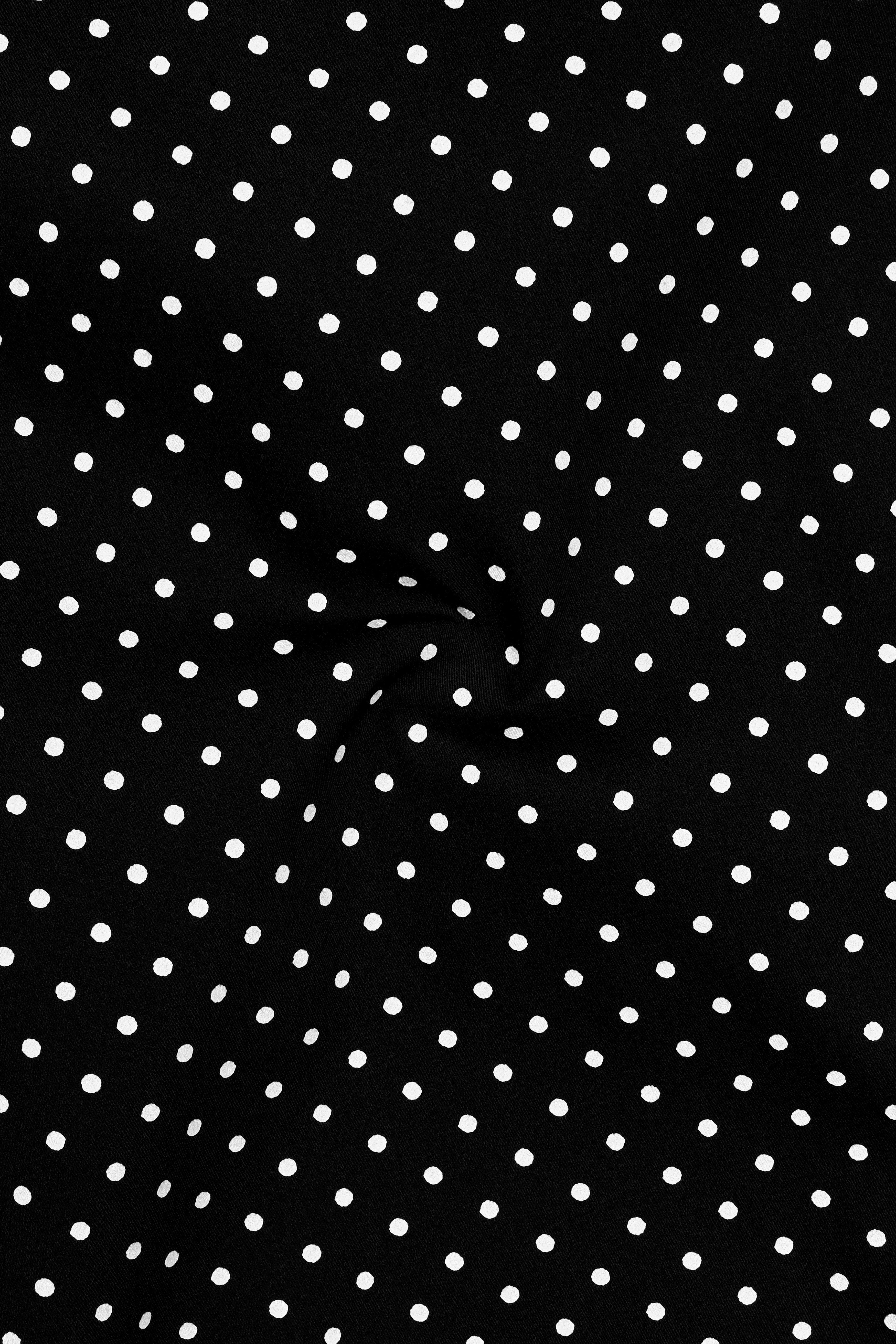 Noir-Jade Black Micro Polka Dots Printed Subtle Sheen Soft Premium Cotton Dress Shirt