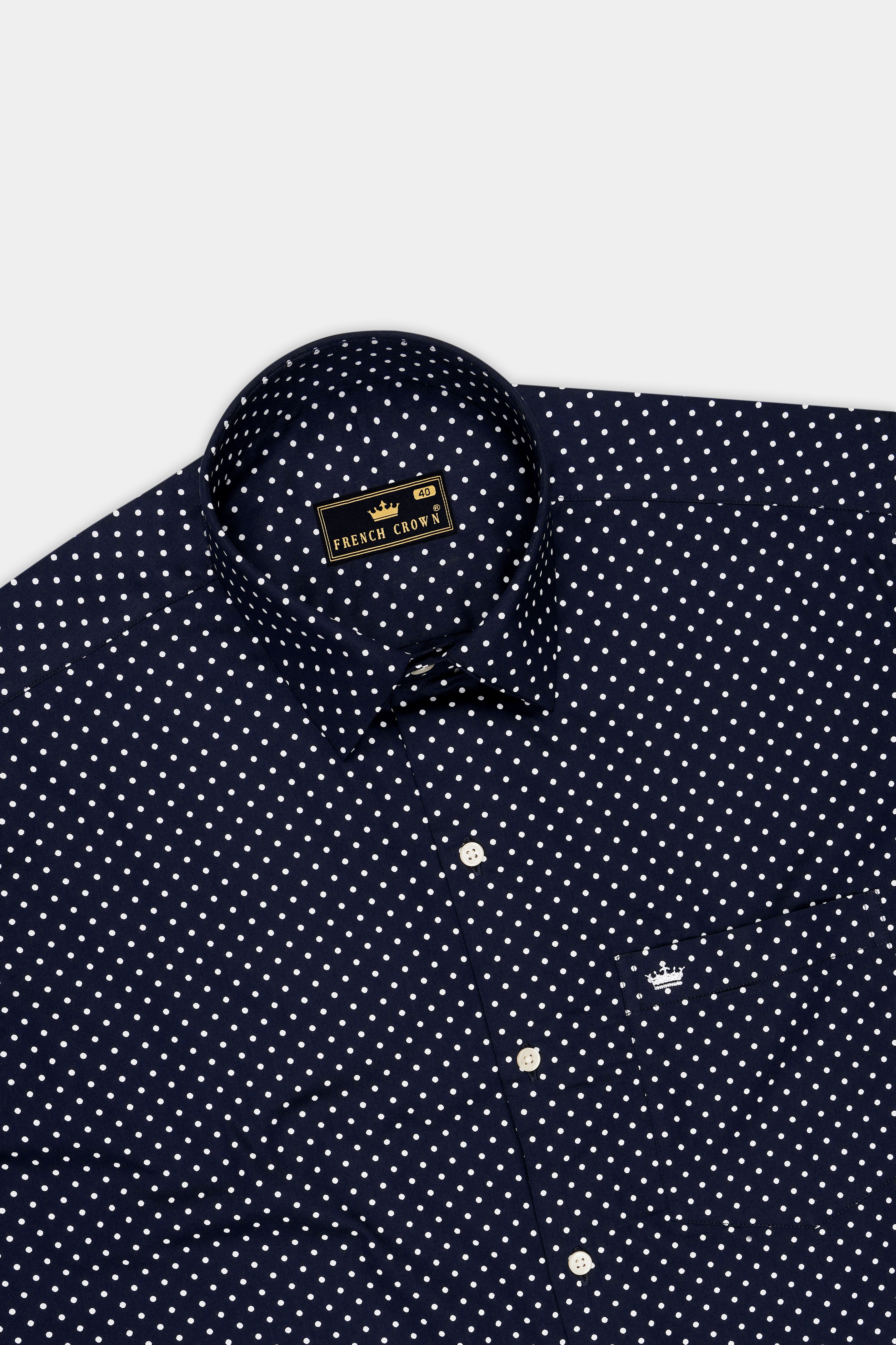 Imperio-Royal Blue Micro Polka Dots Printed Subtle Sheen Soft Premium Cotton Dress Shirt
