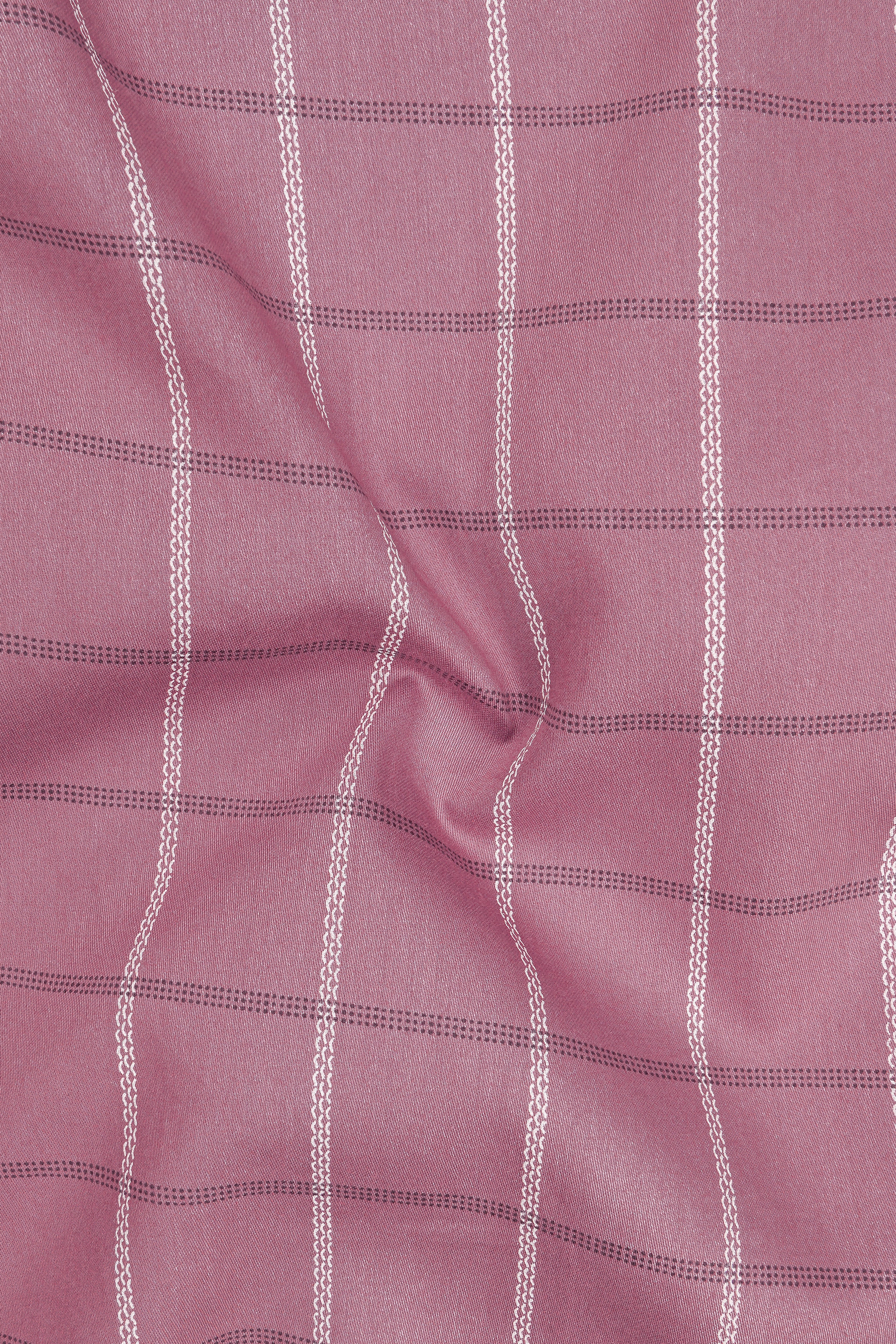 Roselle-Puce Pink Windowpane Subtle Sheen Soft Premium Cotton Dress Shirt