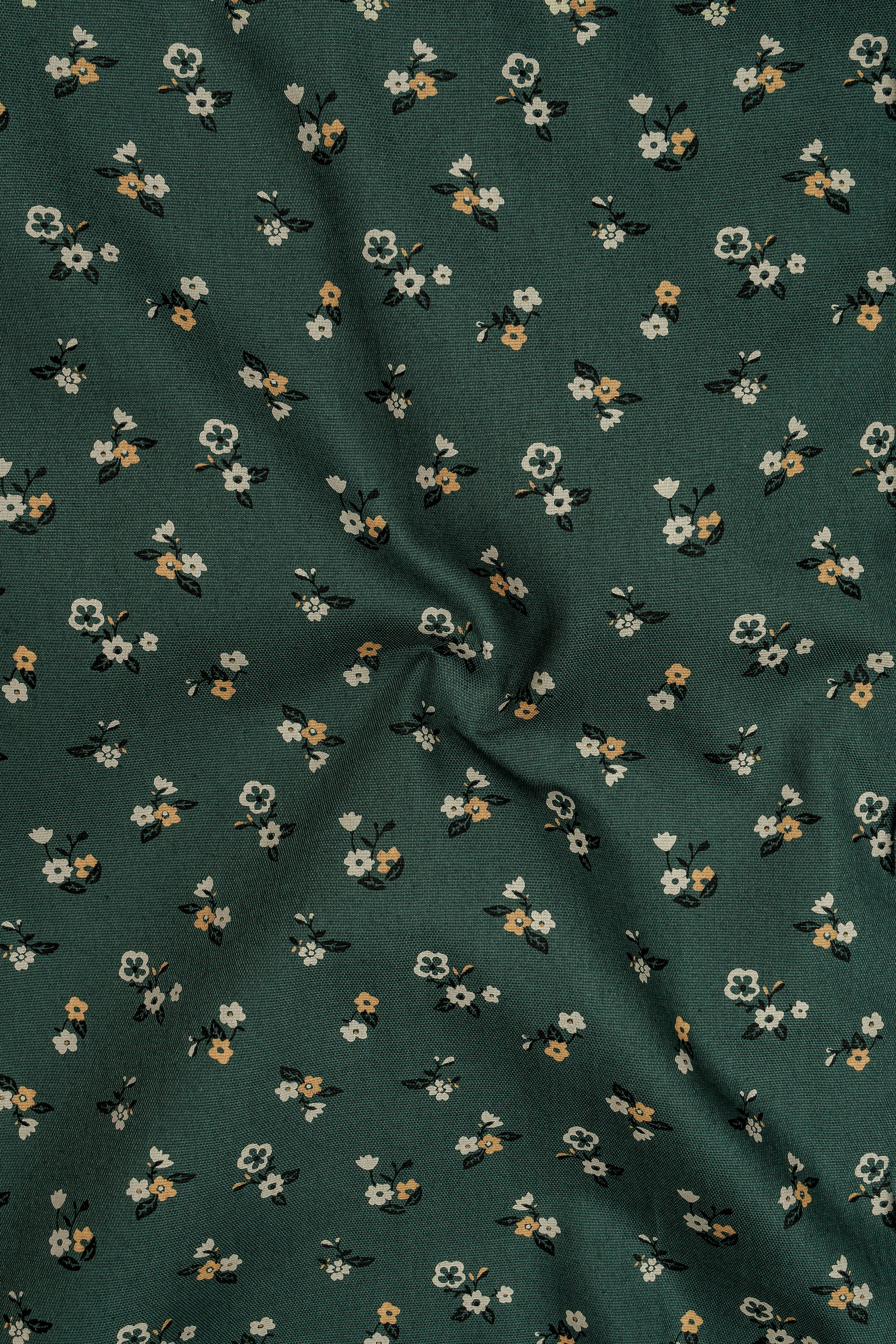 Botanica-Everglade Green Floral Printed Subtle Sheen Super Soft Premium Cotton Dress Shirt