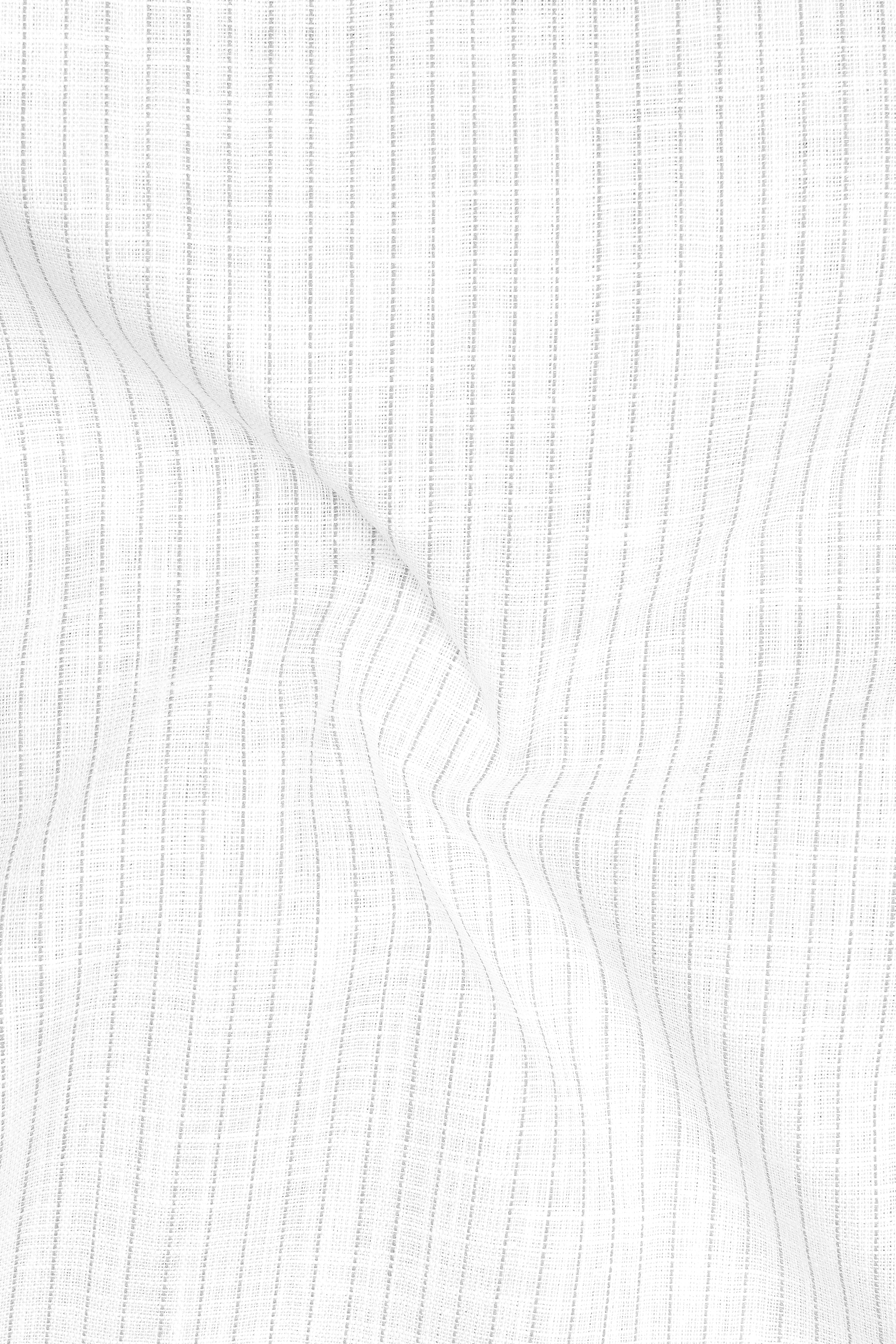 Poise-Bright White And Chalice Gray Pin Striped Luxurious Linen Mandarin Casual Shirt