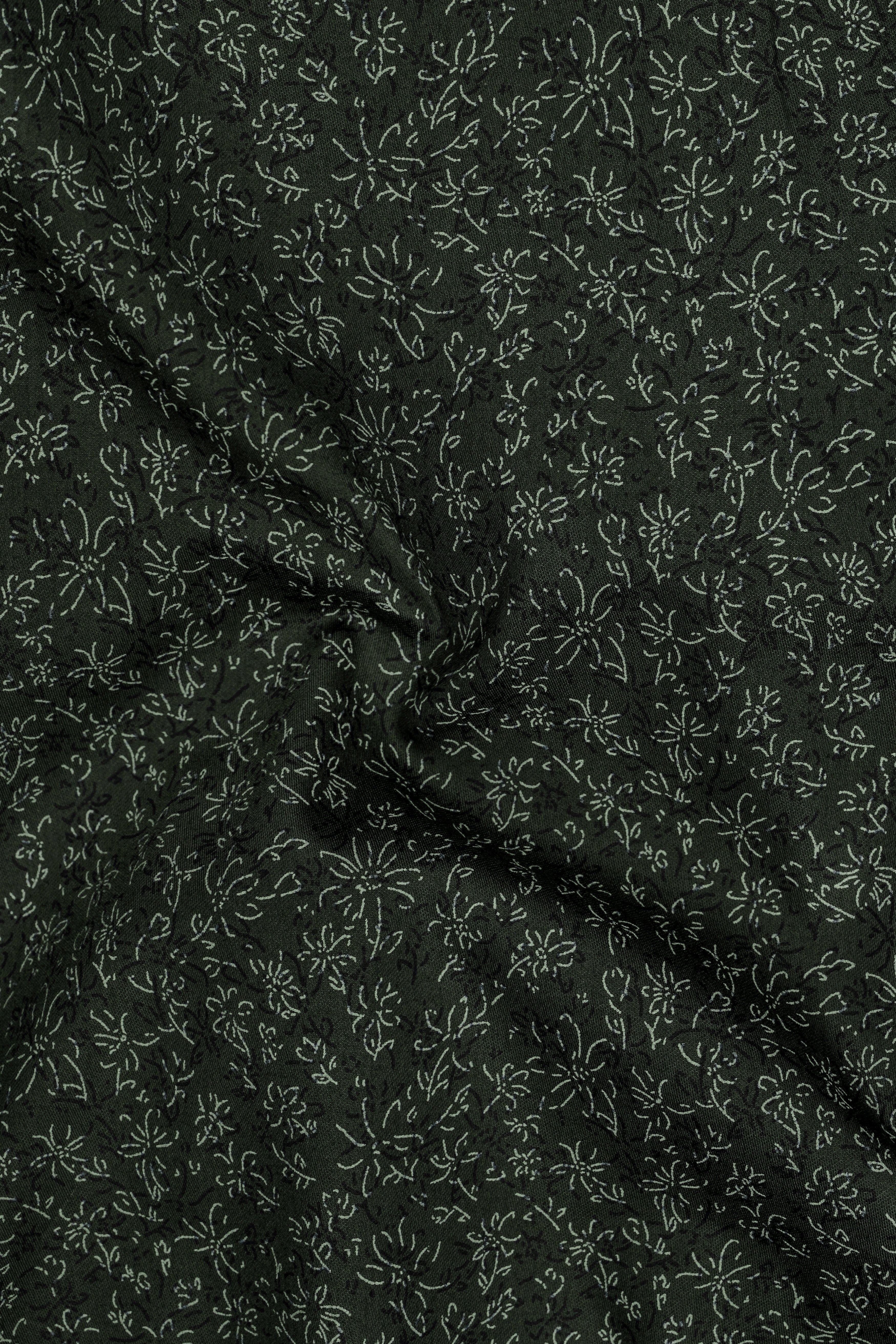 Viridian-Heavy Green Floral Vine Printed Subtle Sheen Soft Premium Cotton Dress Shirt