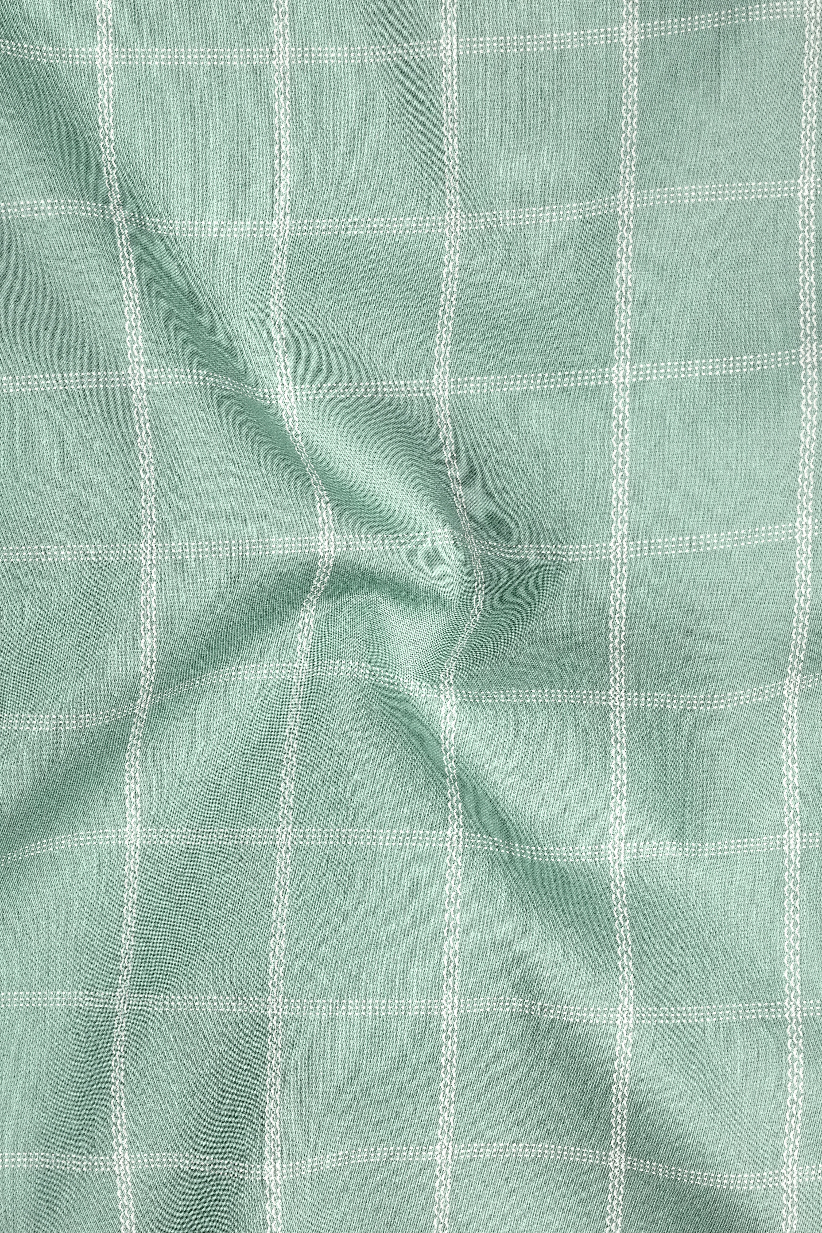 Canopy-Rain Green Windowpane Subtle Sheen Soft Premium Cotton Dress Shirt