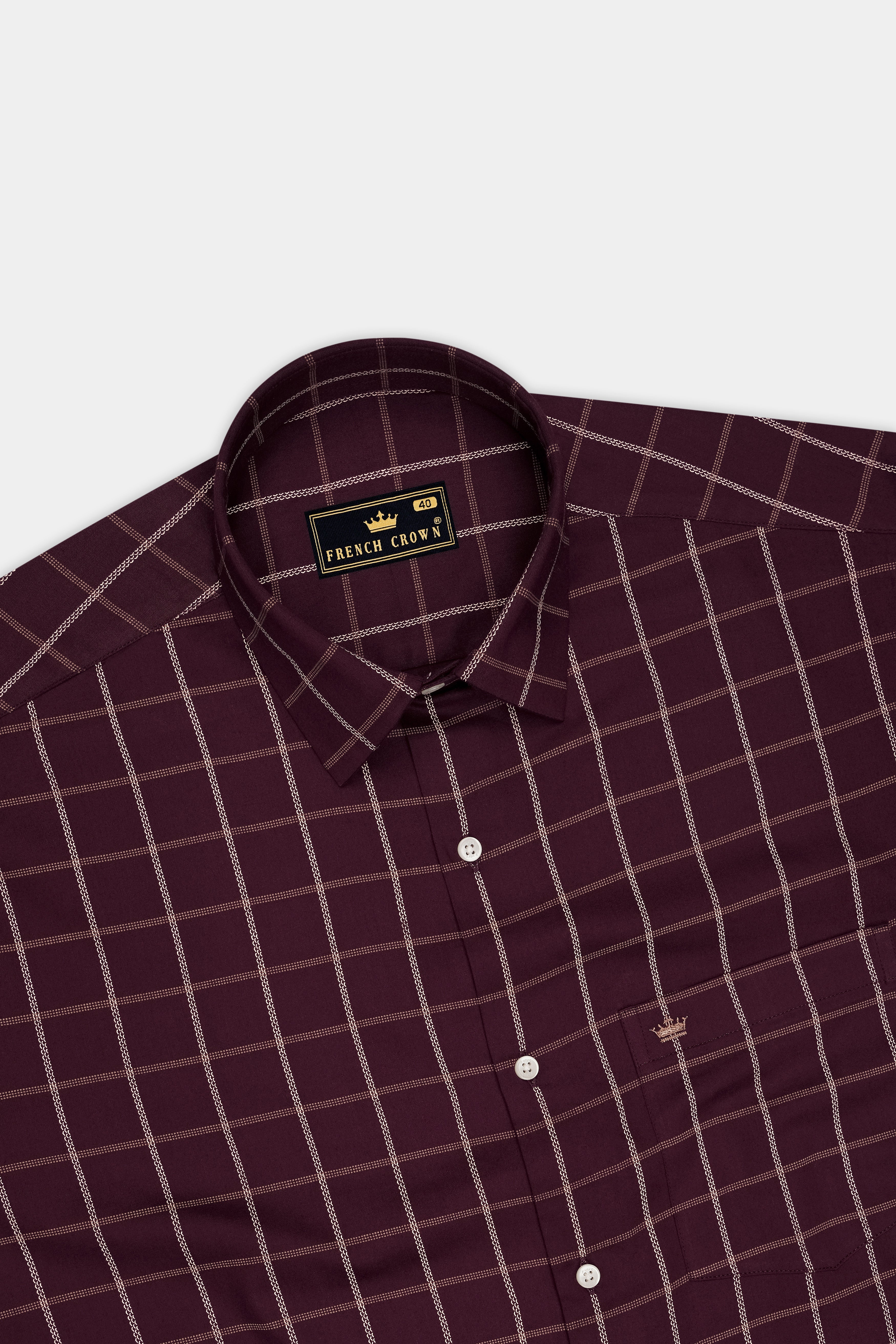 Lattice-Eclipse Maroon Windowpane Subtle Sheen Soft Premium Cotton Dress Shirt