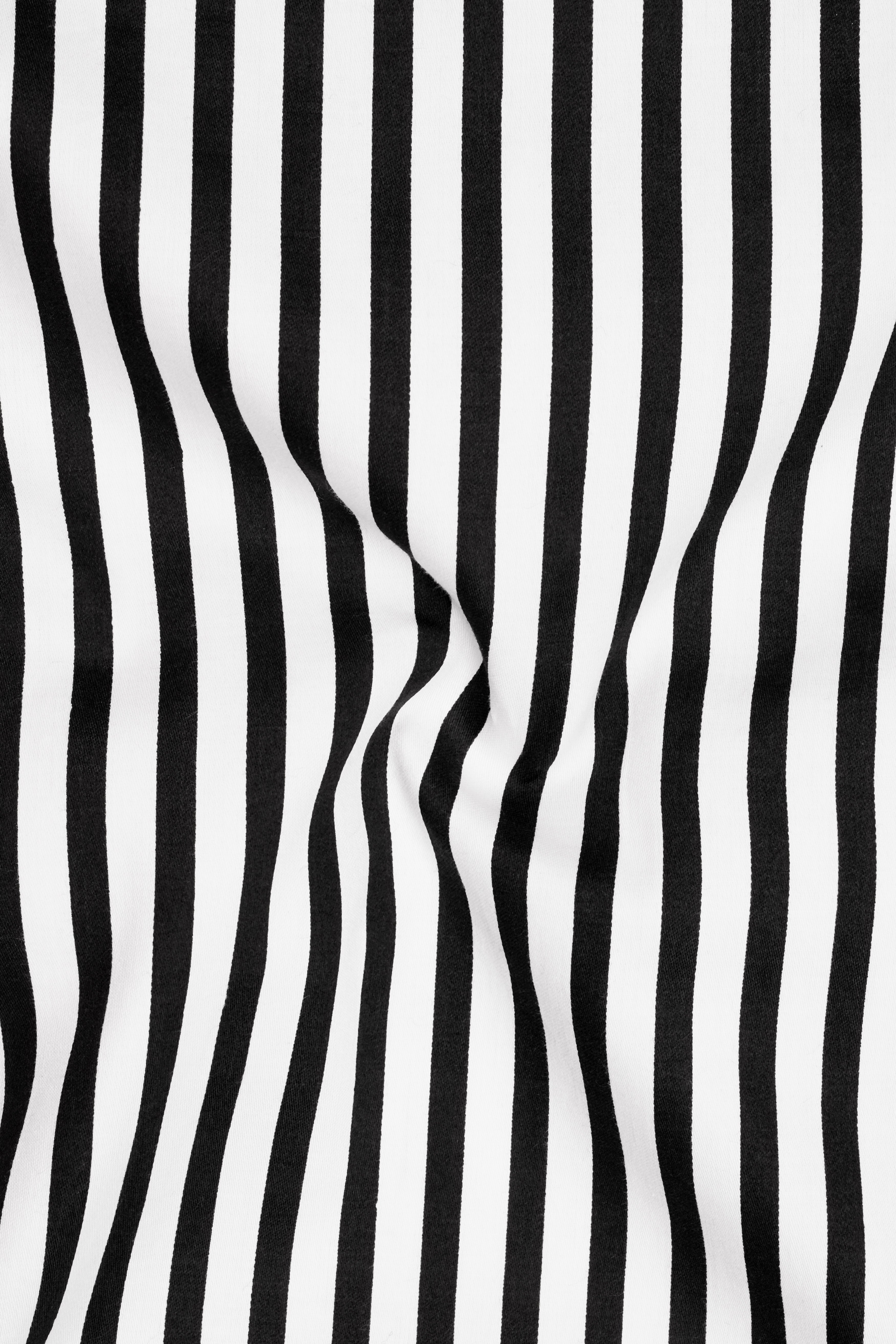 Regalis-Jade Black And Bright White Candy Striped Subtle Sheen Soft Premium Cotton Dress Shirt