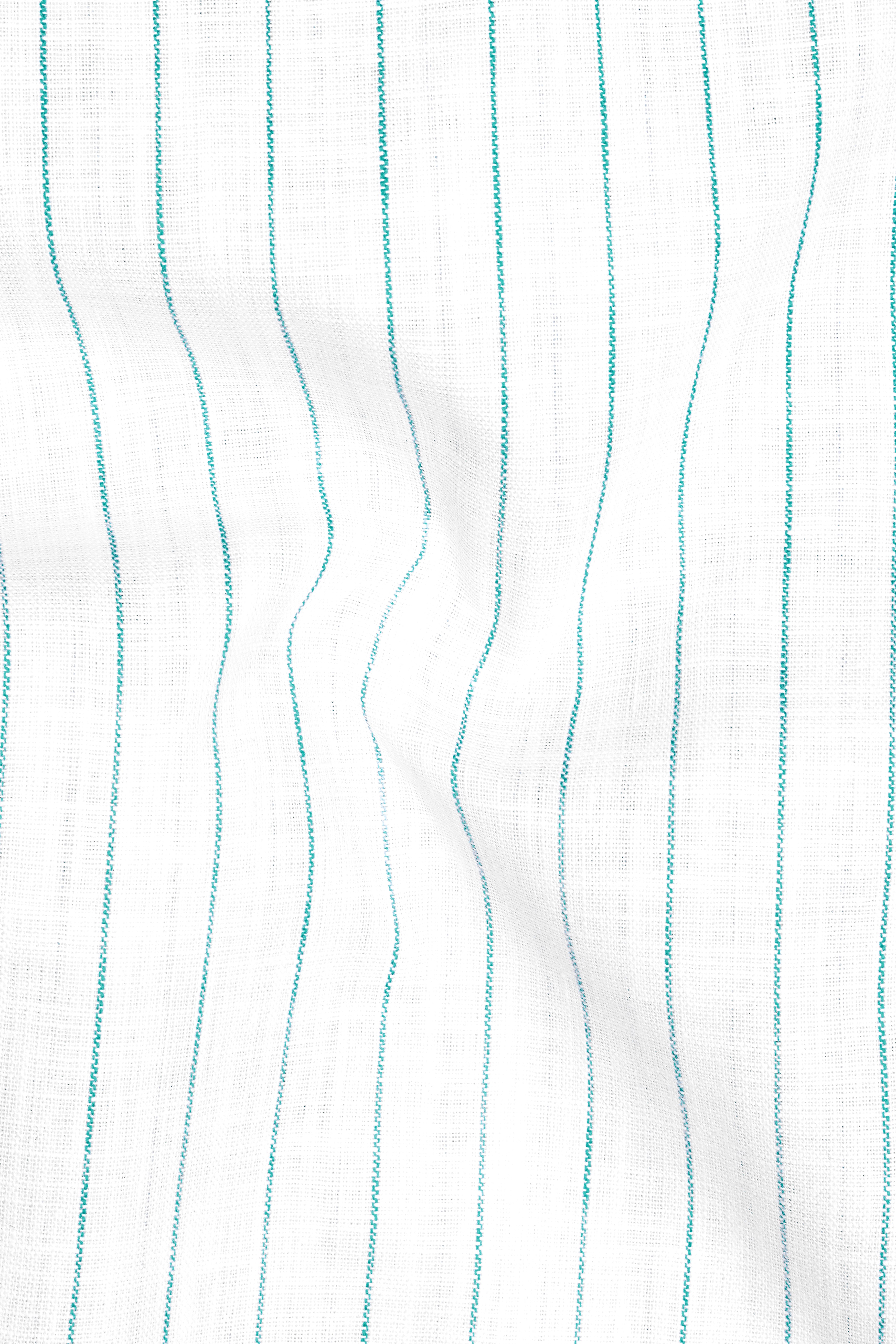 Mariner-Bright White And Neptune Blue Pin Striped Luxurious Linen Mandarin Casual Shirt