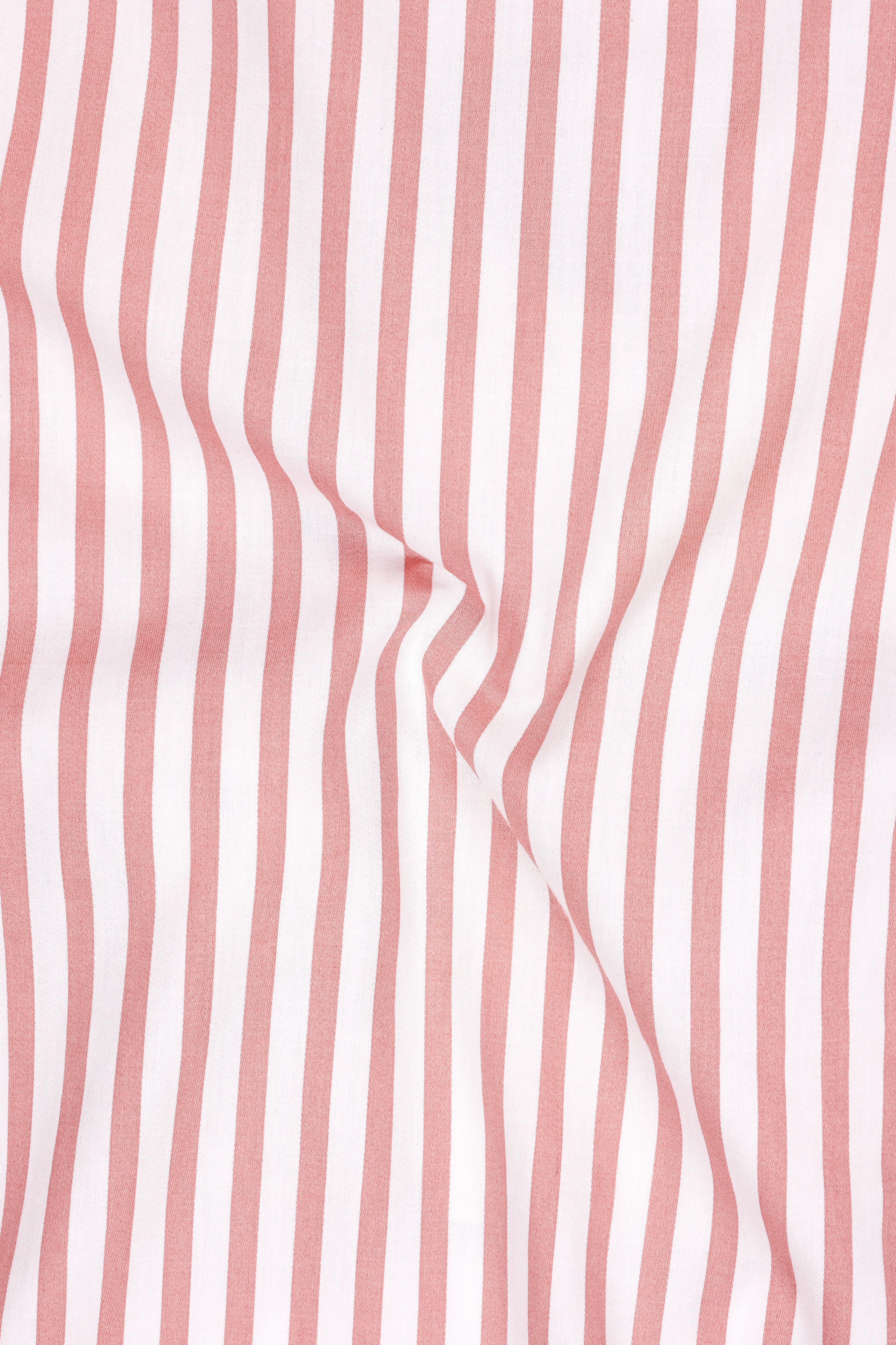 Blush-Sea Pink And Bright White Candy Striped Subtle Sheen Super Soft Premium Cotton Dress White Cuff Collar Shirt