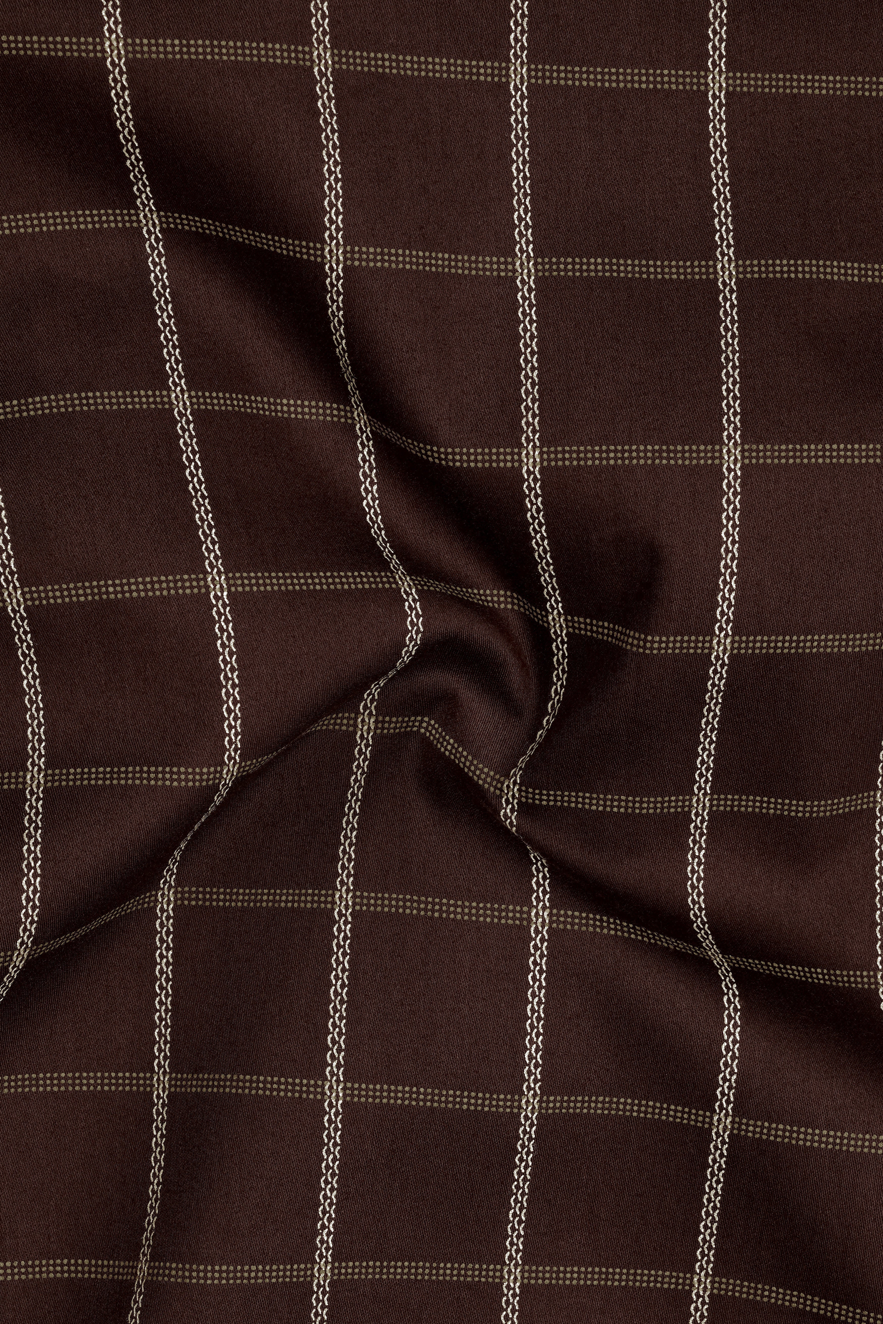 Heritage-Hickory Brown Windowpane Subtle Sheen Soft Premium Cotton Dress Shirt