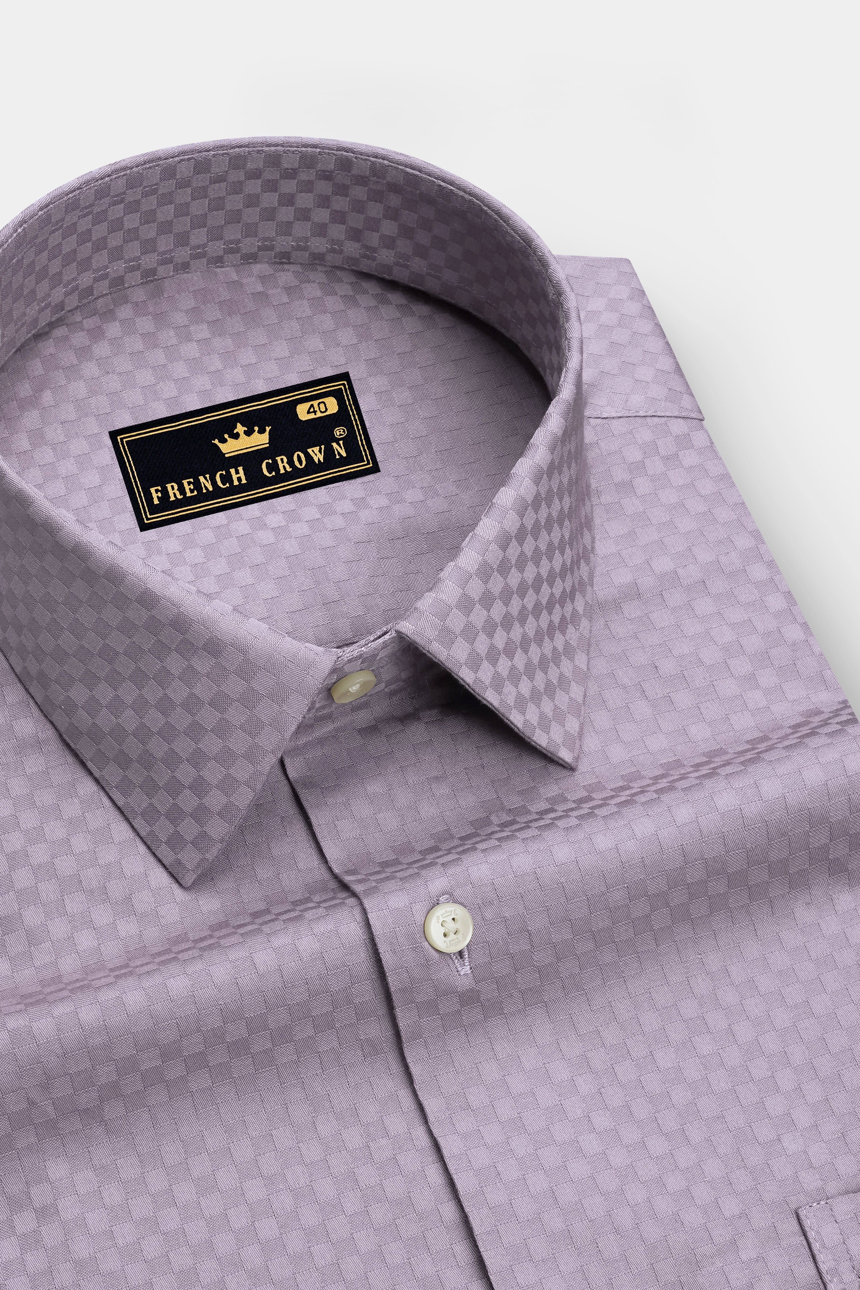 Elion-Fedora Purple Dobby Textured Premium Giza Cotton Dress Shirt