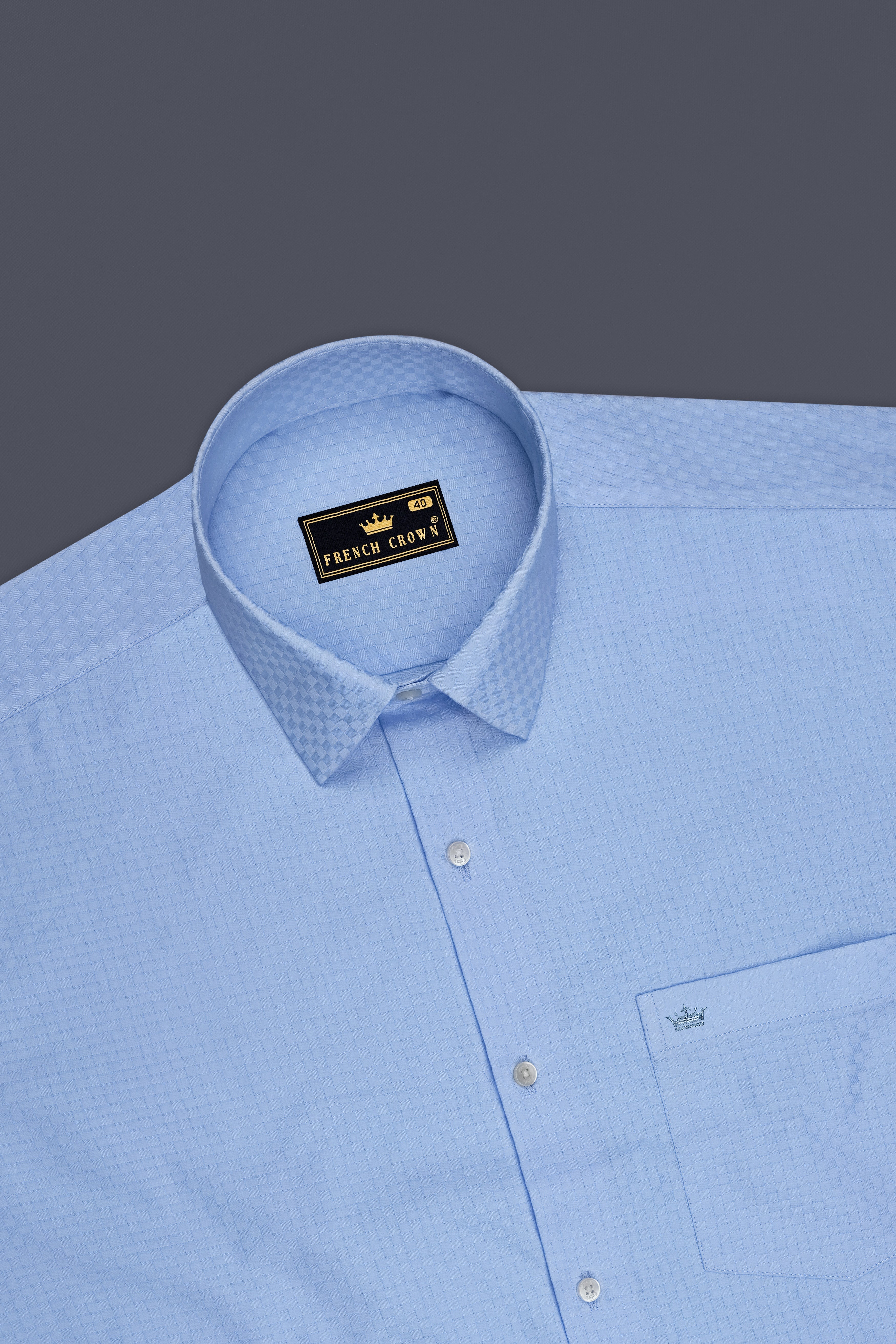 Cerule-Pastel Blue Dobby Textured Premium Giza Cotton Dress Shirt