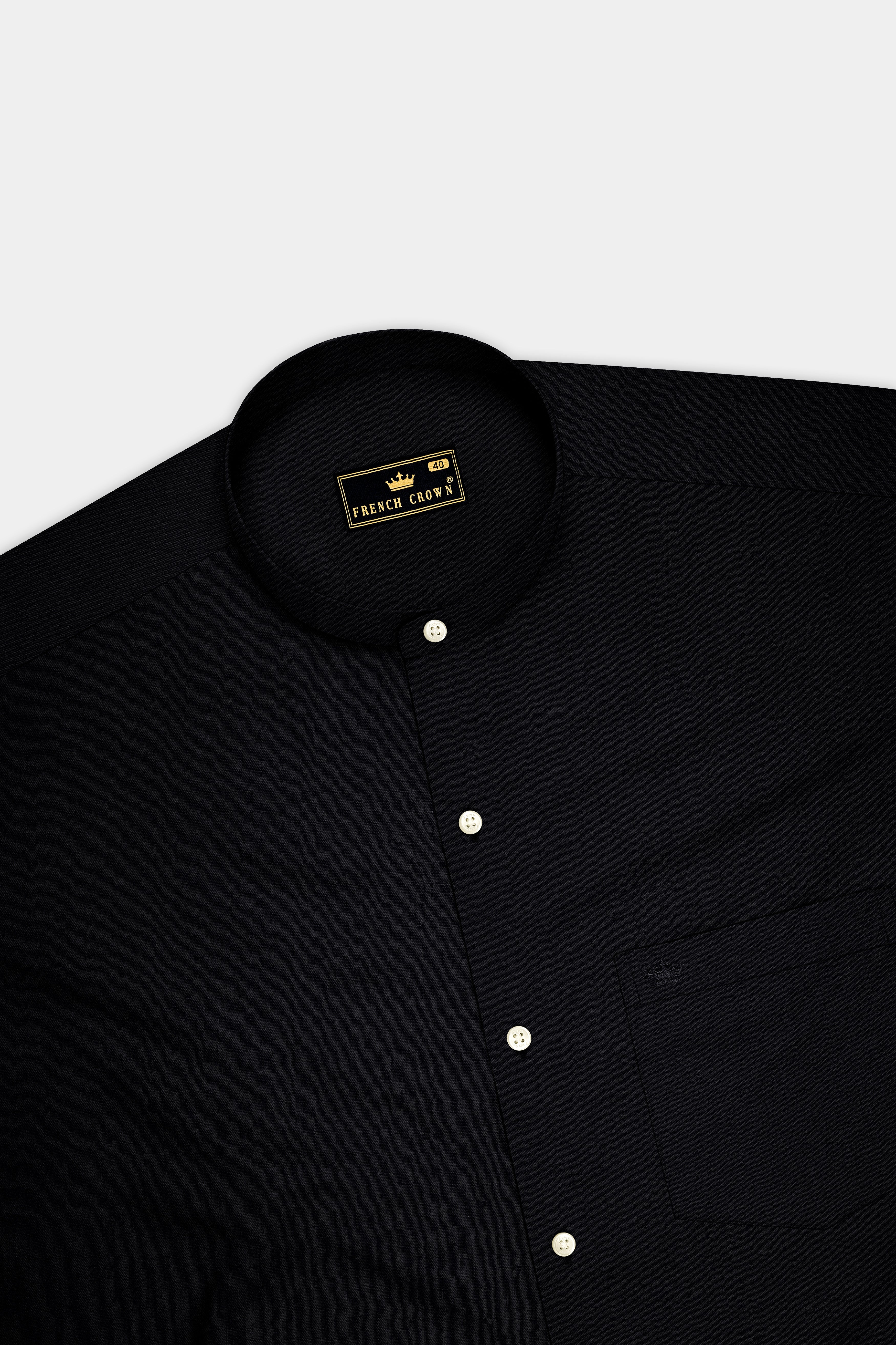 Sovereign-Jade Black Premium Giza Cotton Mandarin Casual Shirt