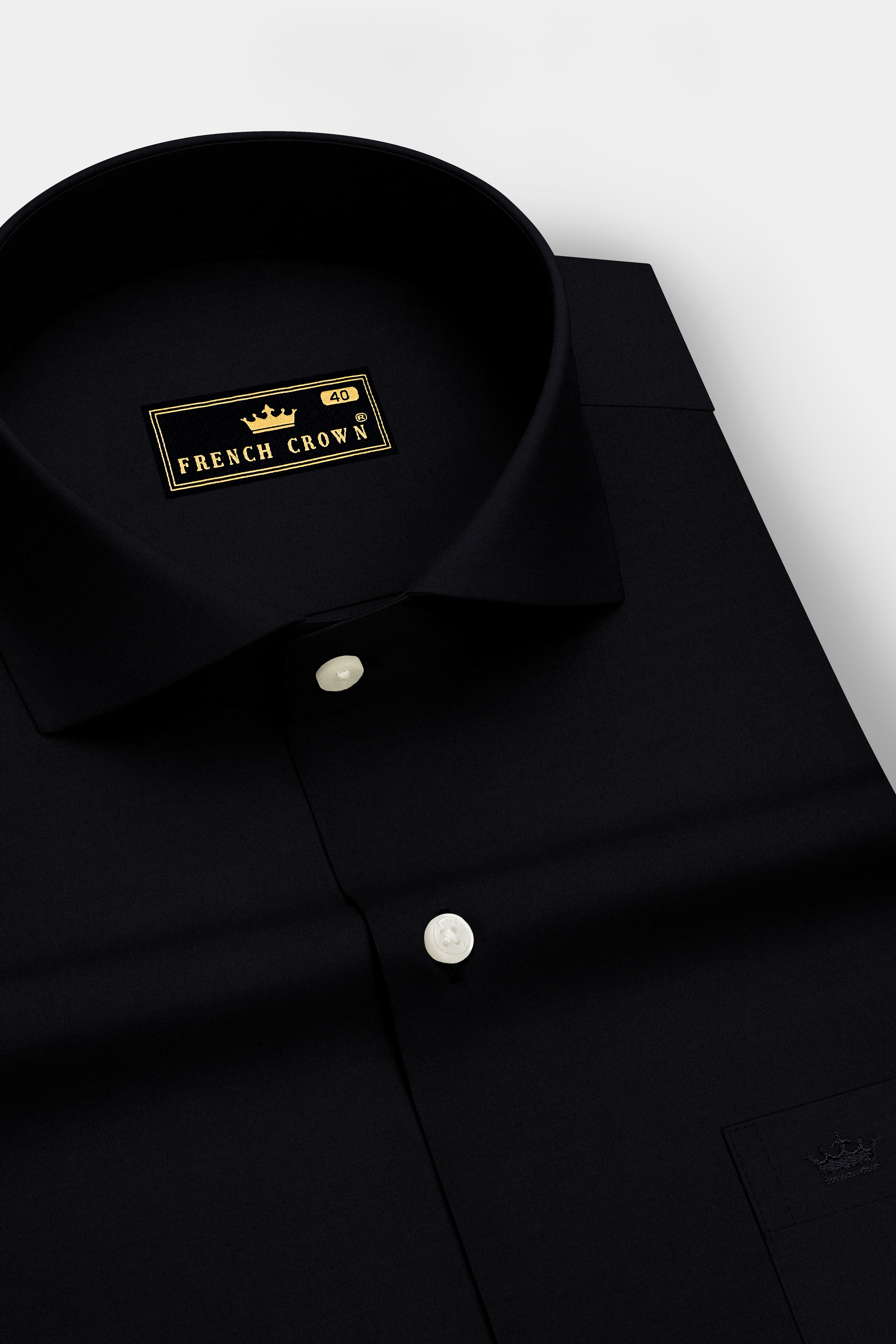 Sovereign-Jade Black Premium Giza Cotton Cut Away Collar Dress Shirt