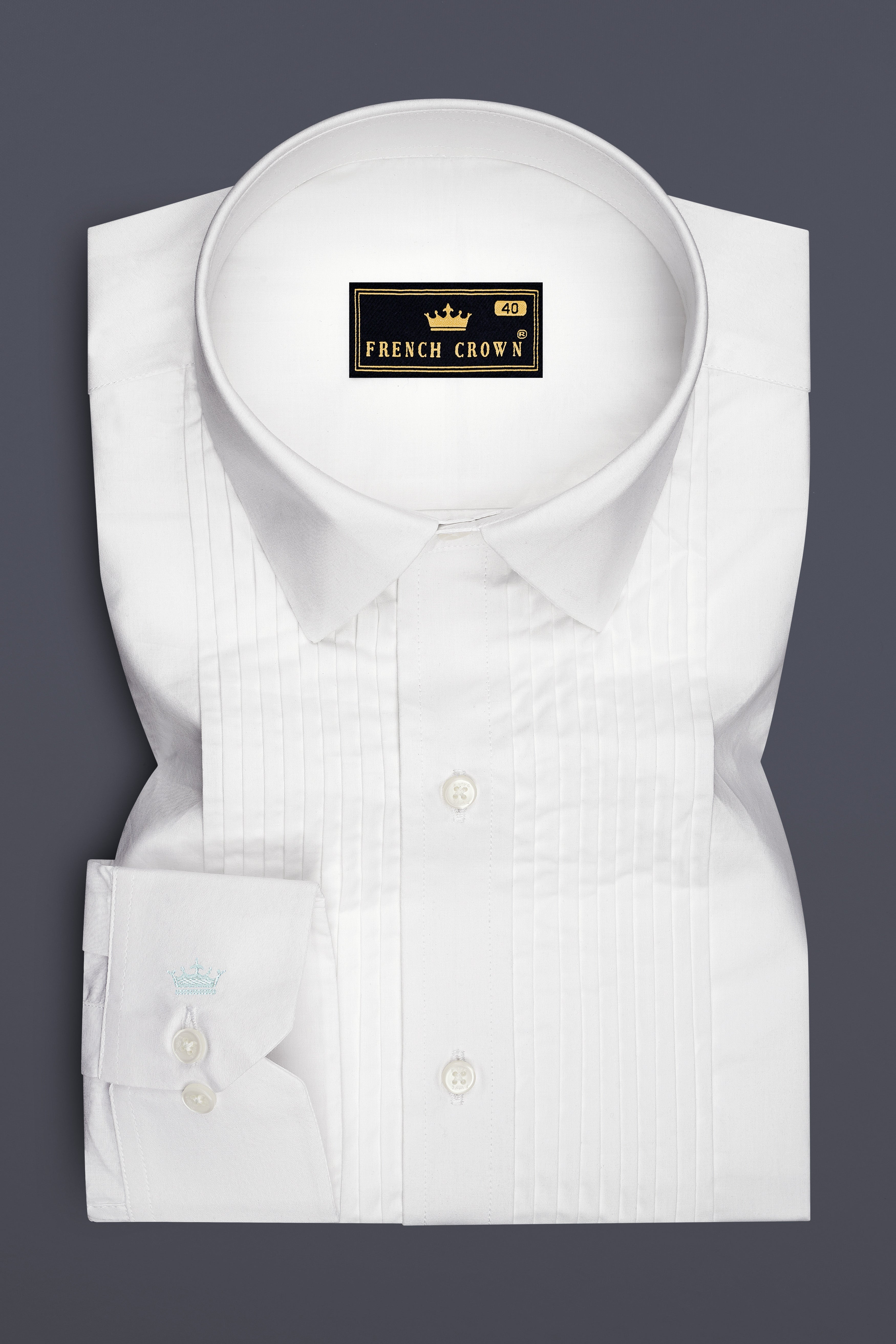 Lumine-Bright White Premium Giza Cotton Tuxedo Dress Shirt