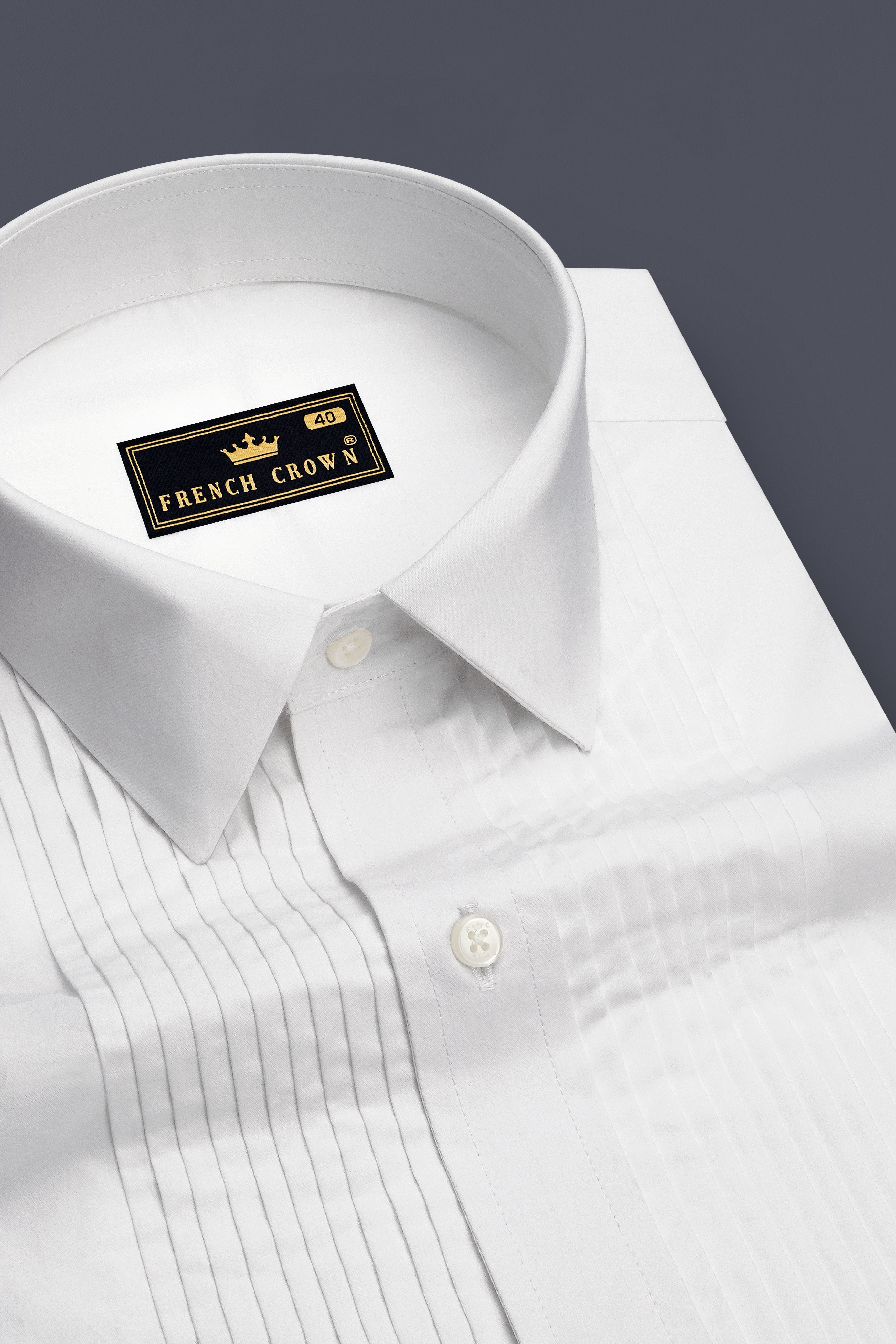 Lumine-Bright White Premium Giza Cotton Tuxedo Dress Shirt
