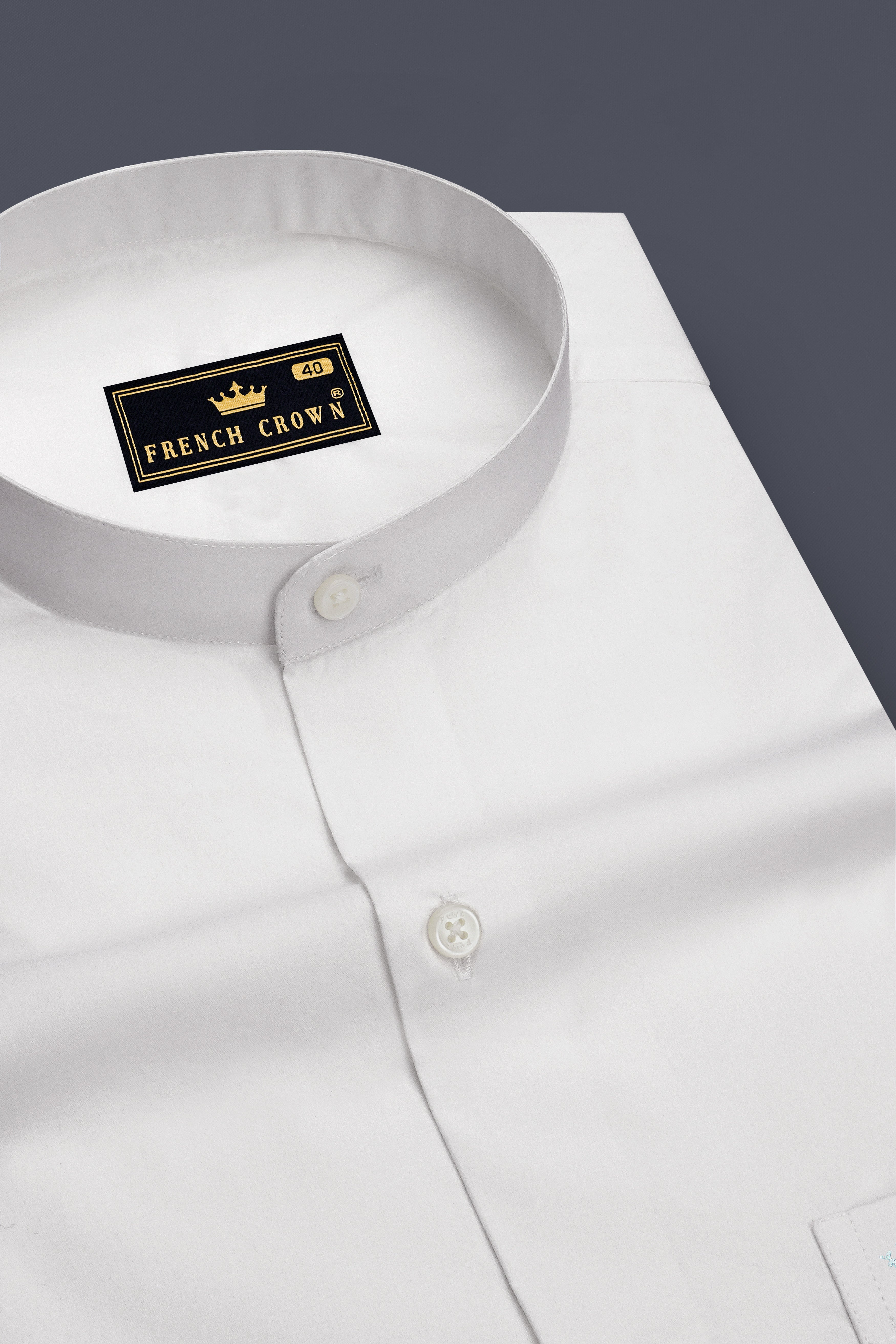 Lumine-Bright White Premium Giza Cotton Mandarin Casual Shirt