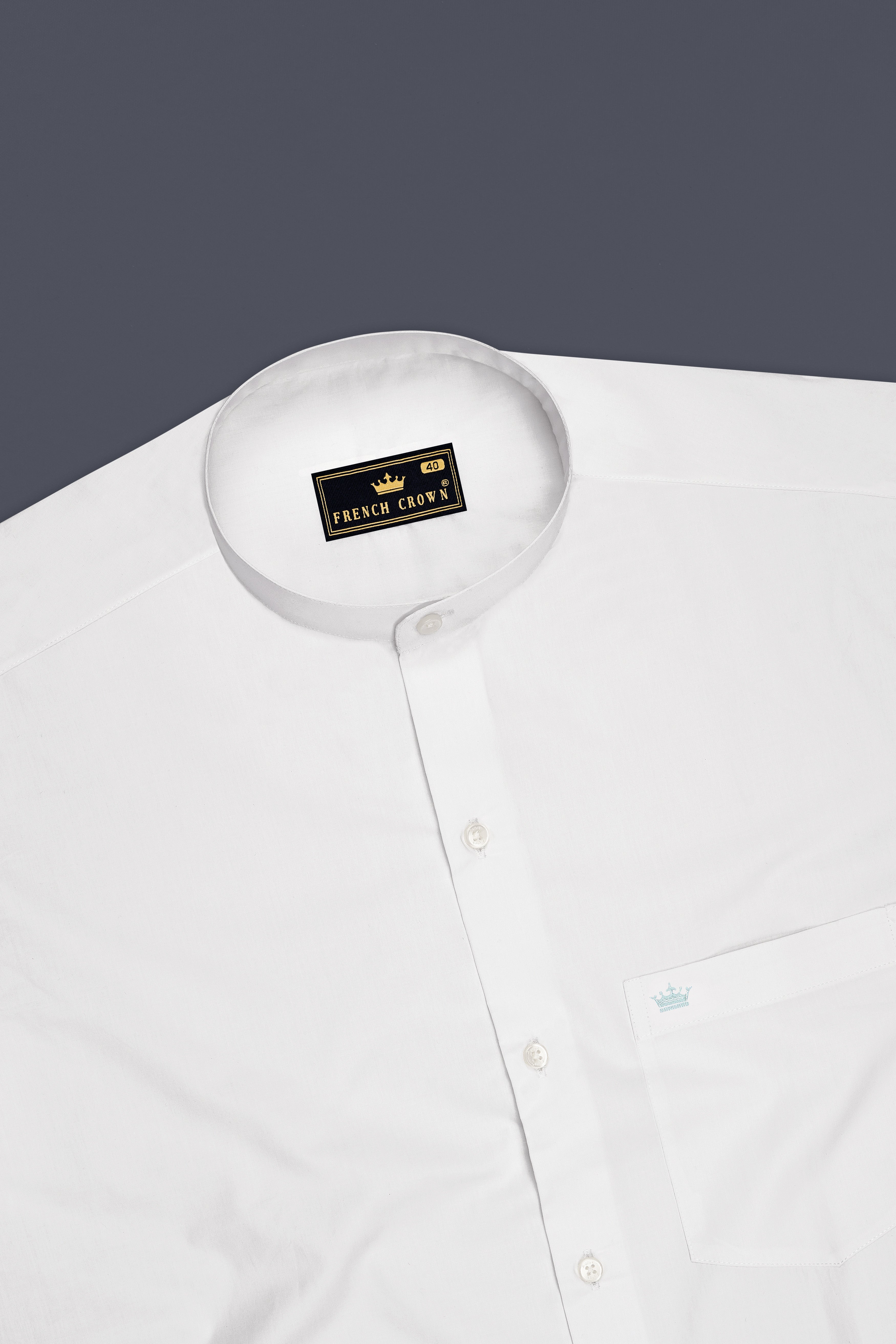 Lumine-Bright White Premium Giza Cotton Mandarin Casual Shirt