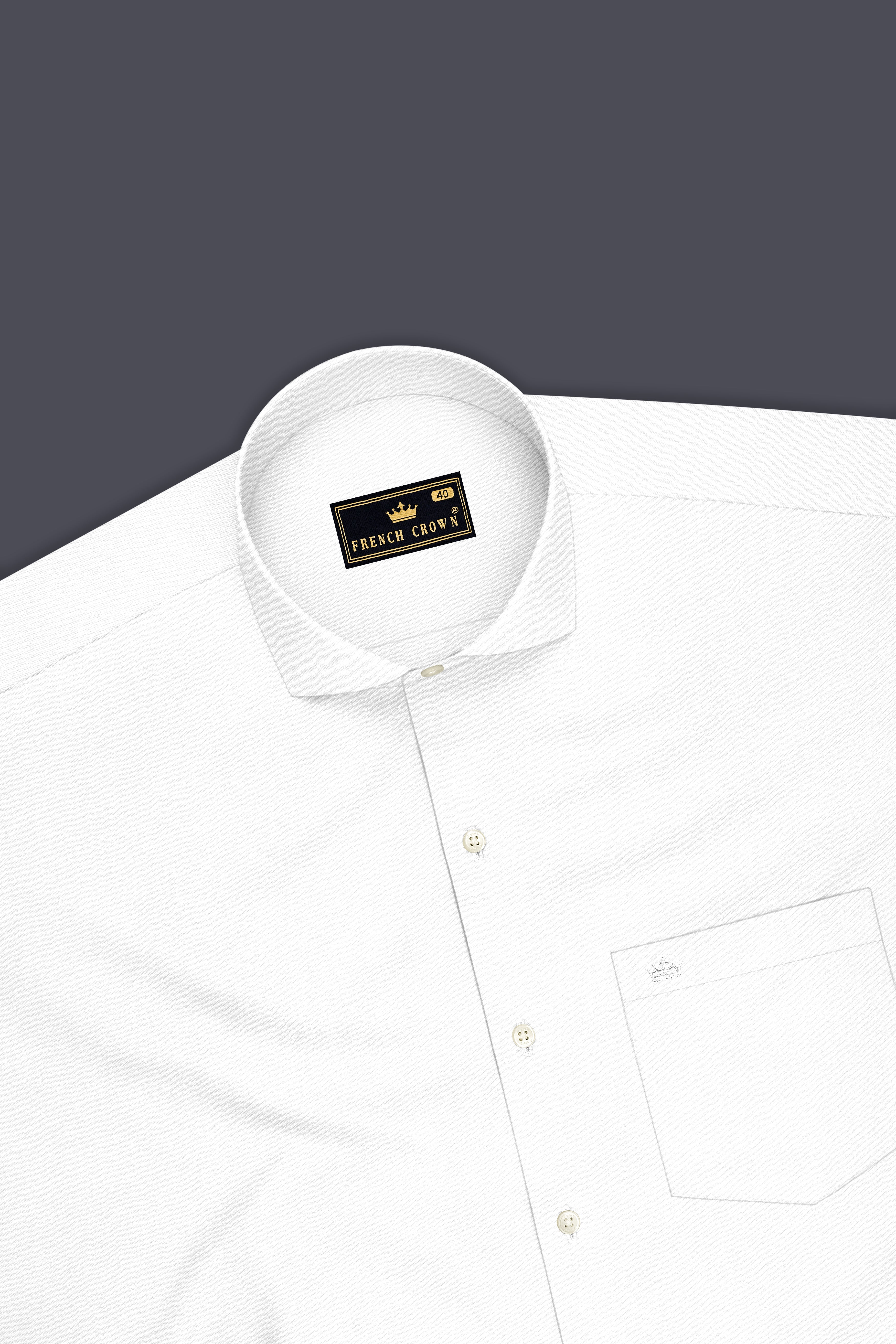 Lumine-Bright White Premium Giza Cotton Cut Away Collar Dress Shirt