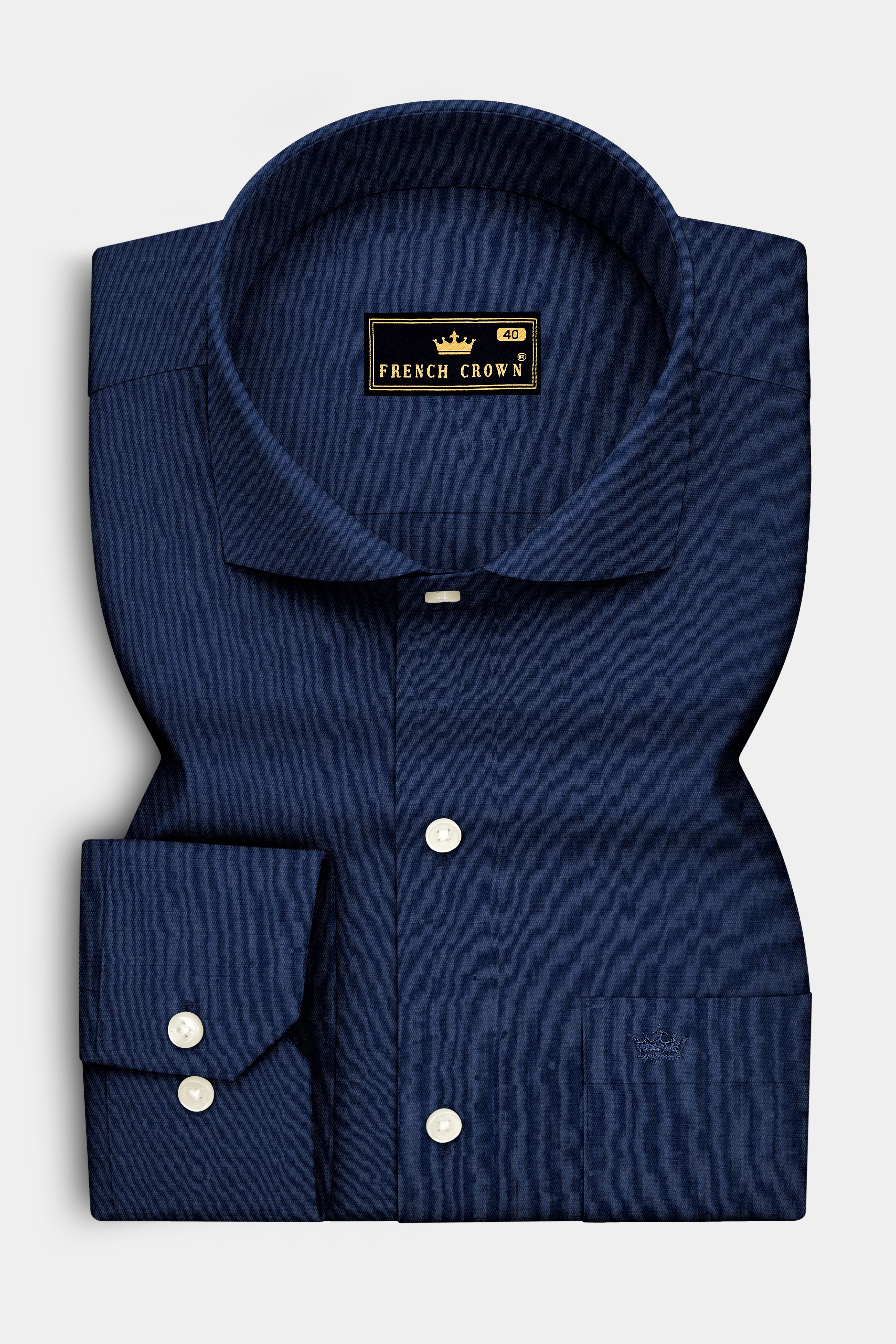 Noctis-Big Stone Navy Premium Giza Cotton Cut Away Collar Dress Shirt