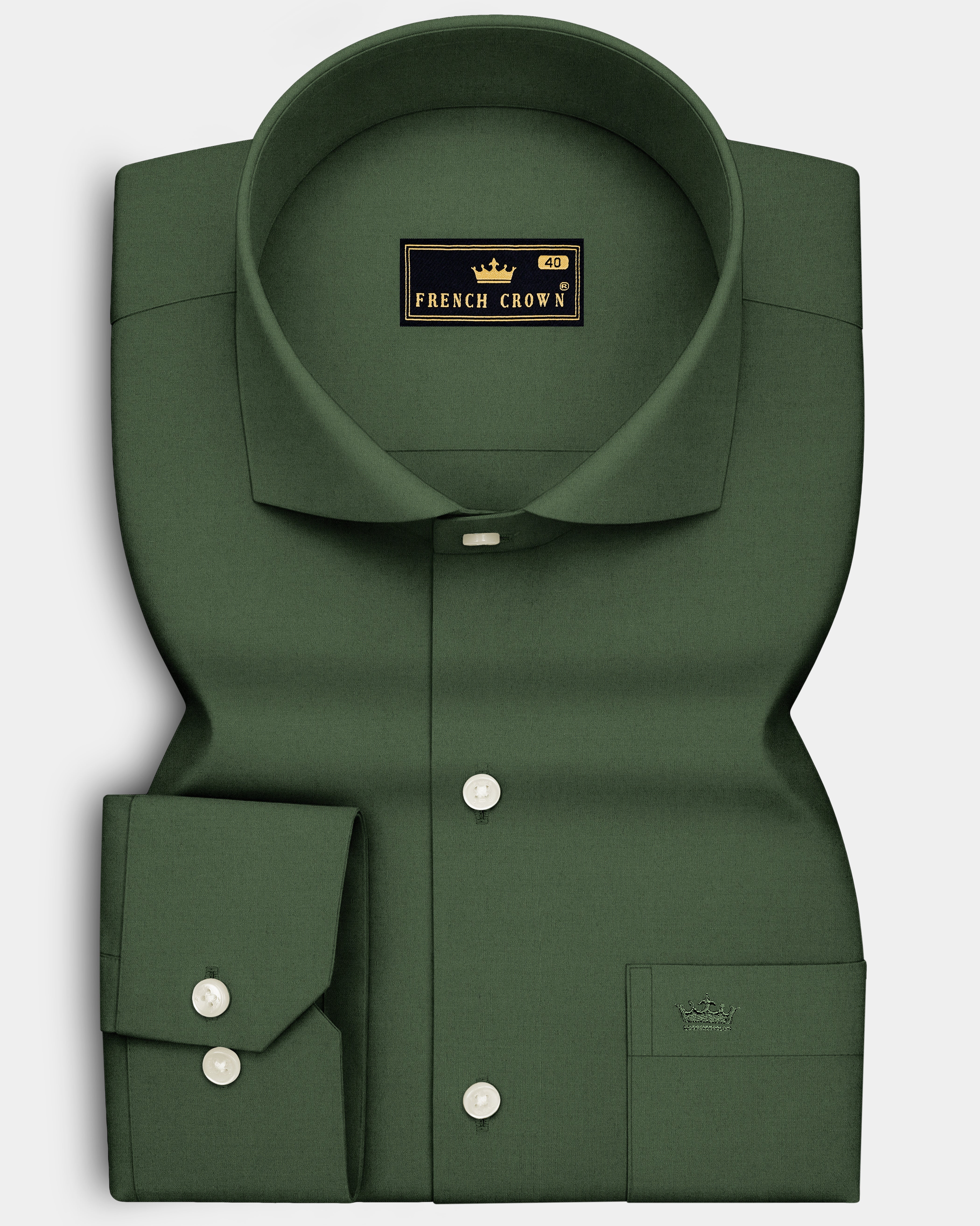 Olivine-Rifle Green Premium Giza Cotton Cut Away Collar Dress Shirt